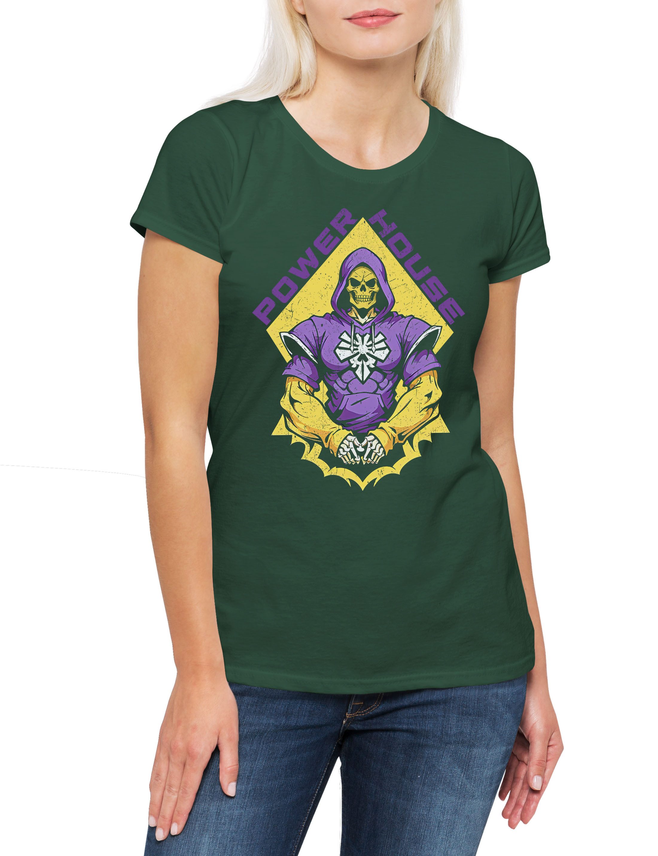 Print-Shirt Universe Powerhouse Damen T-Shirt He Comic Retro Skeletor Eighties