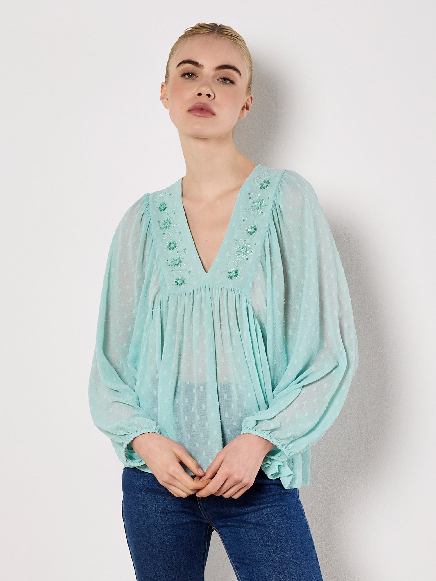 Apricot Spitzenbluse Tunikabluse, mit Stickerei günstig online kaufen