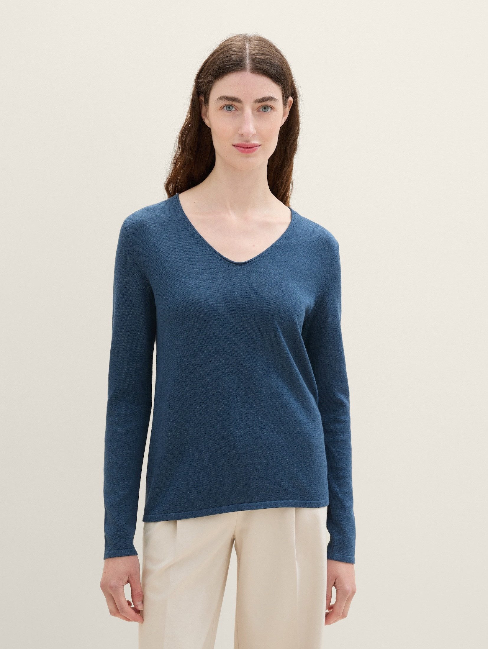 TOM TAILOR Strickpullover Strickpullover mit V-Ausschnitt günstig online kaufen