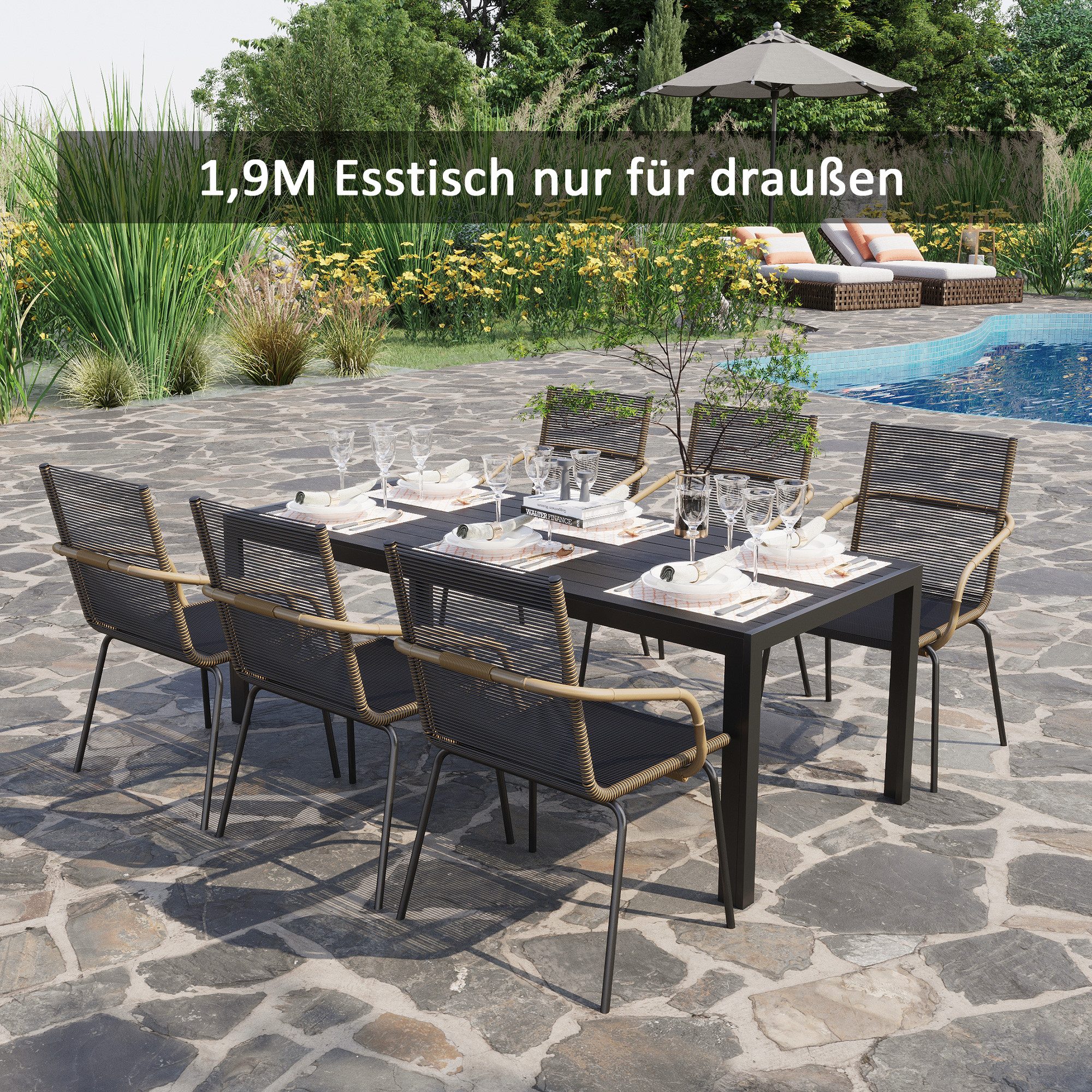 Outsunny Gartentisch Garten Esstisch Balkontisch aus Alu (Partytisch, 1-St. günstig online kaufen