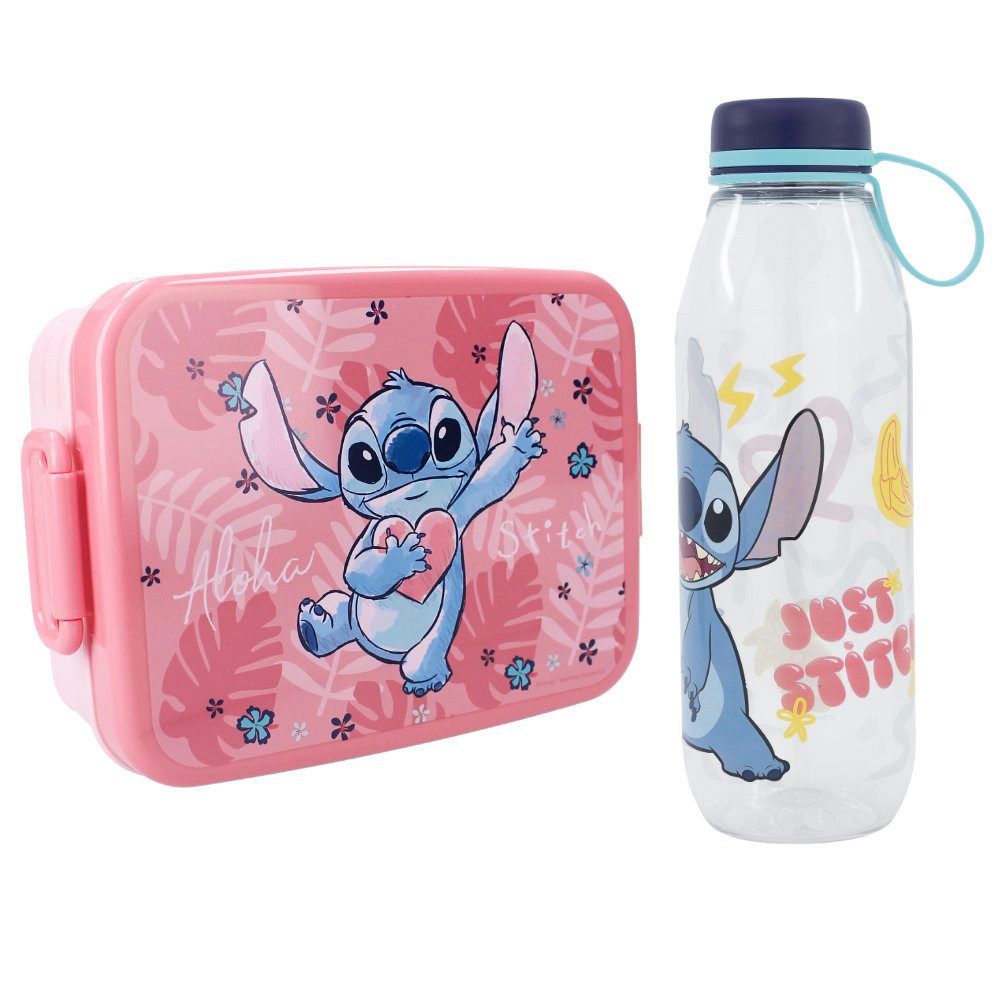 Disney Lunchbox Disney Lilo und Stitch 2 tlg. Lunch Set Brotdose Trinkflasche 650 ml, Kunststoff, (Set, 2-tlg)