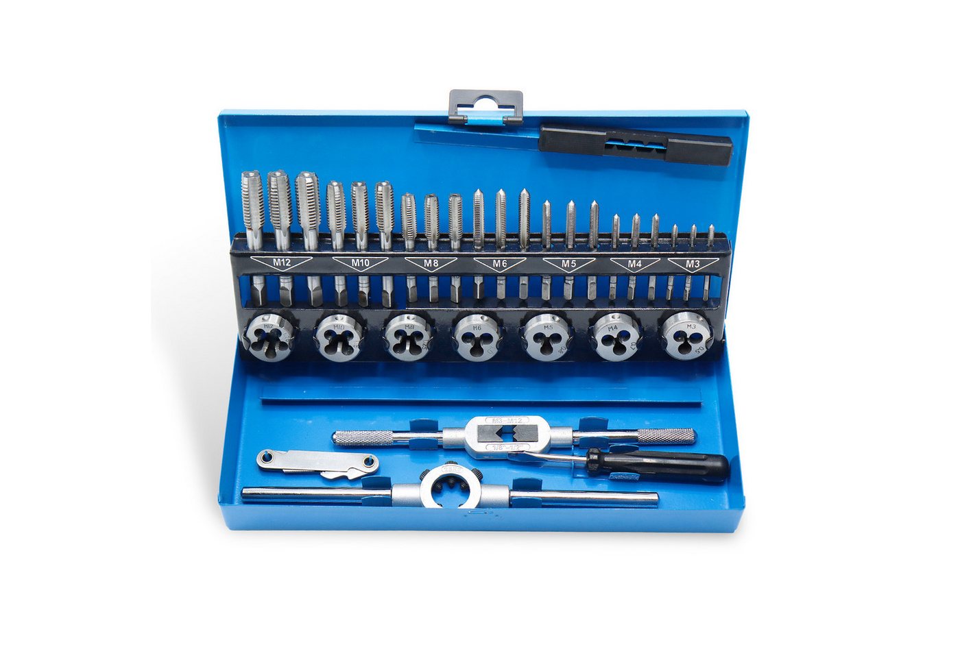CCLIFE Gewindeschneider M3-M12 Gewinde Schneider Gewindeschneidsatz Gewindebohrer, Packung, 31-tlg.