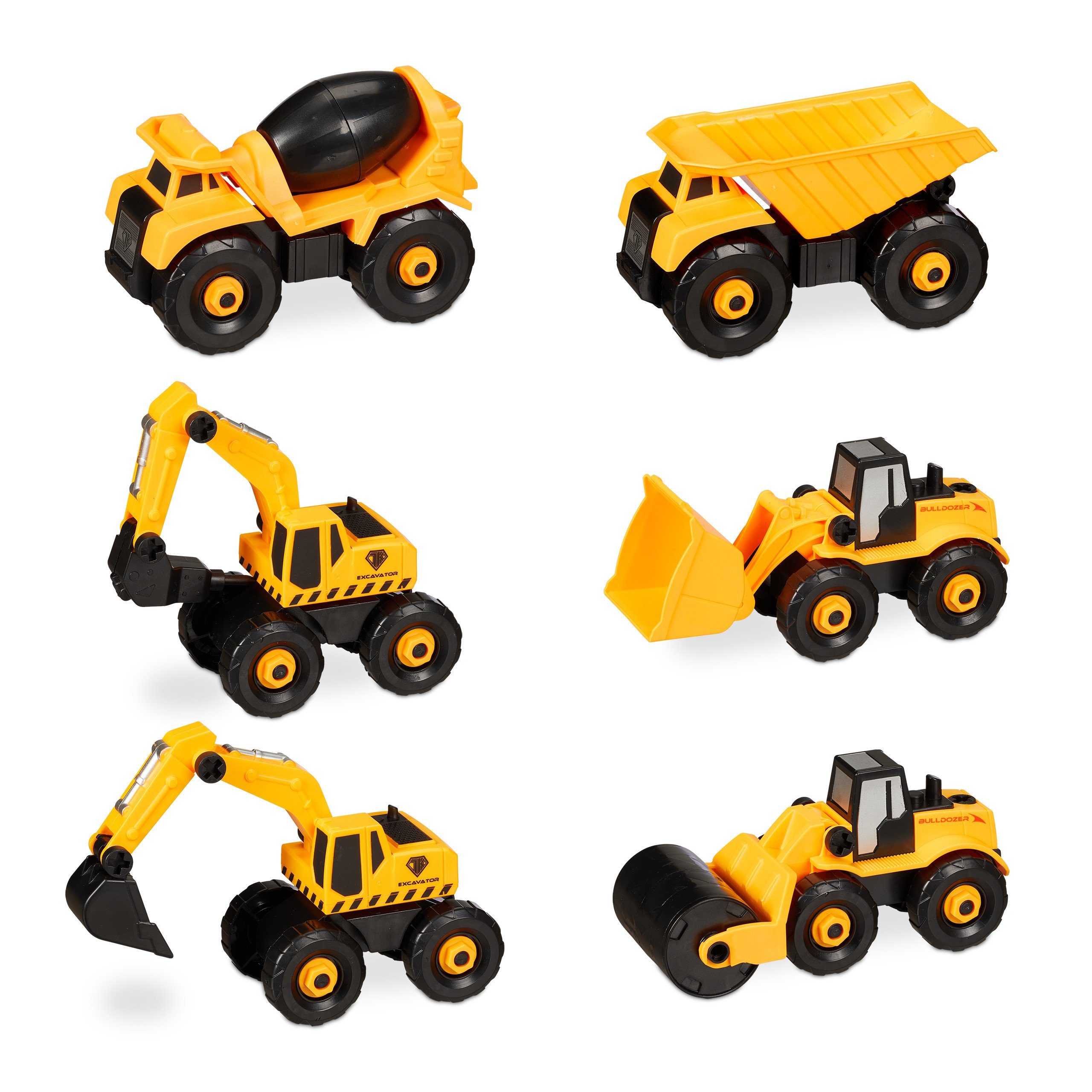 relaxdays Іграшки-Bagger Baustellenfahrzeuge Kinder 6-tlg. Set