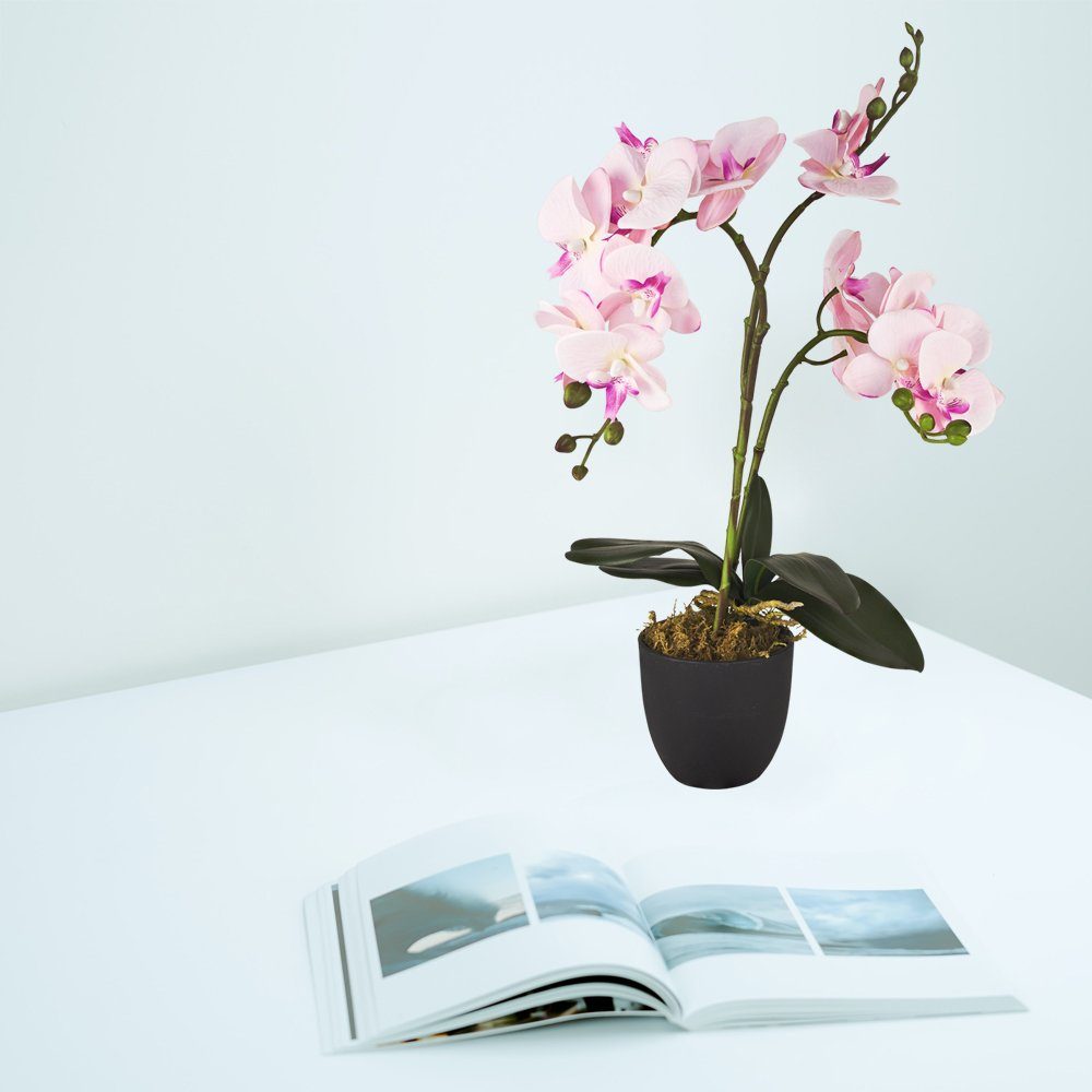 Rosa Decovego Topf Kunstpflanze Künstliche Kunstpflanze 45 Decovego, Pflanze cm Orchidee Pink