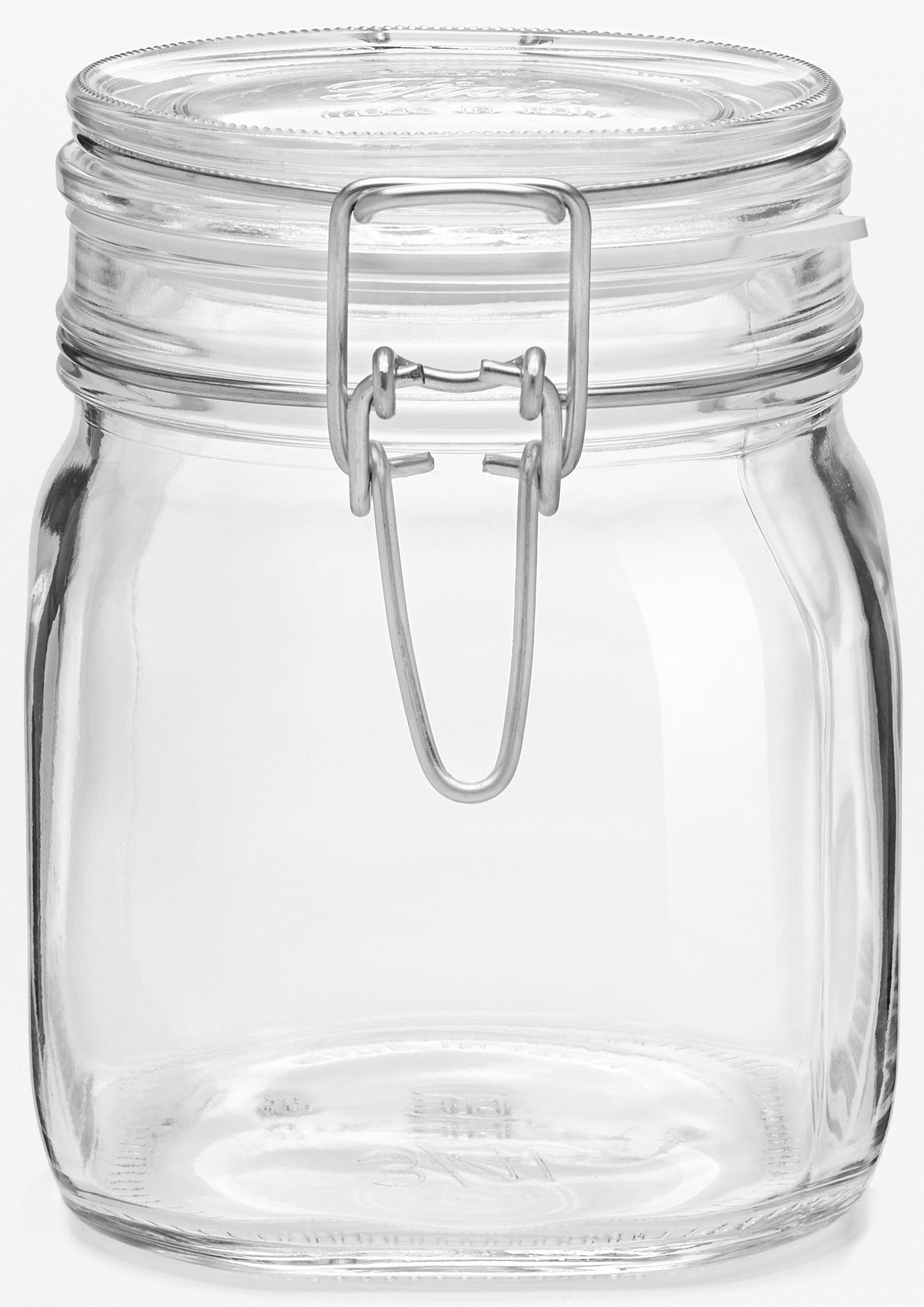 Bormioli Rocco Vorratsglas Fido, Glas, (Set, 6-tlg., 6 Stück, 0,75l Fassungsvermögen), luftdicht verschließbar, mit Bügelverschluß