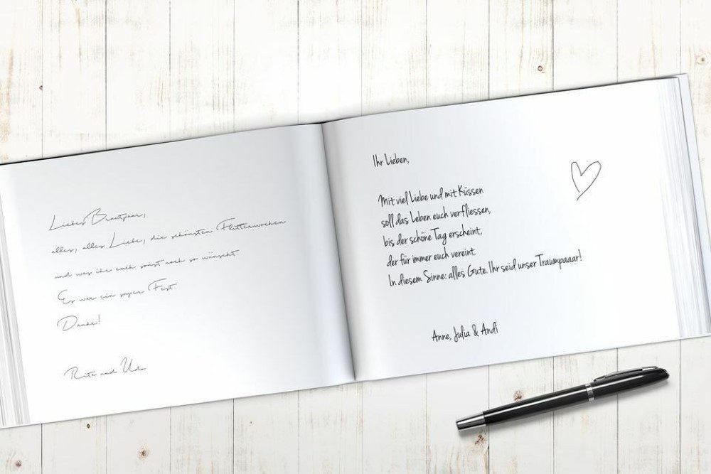 bigdaygraphix Notizbuch Gästebuch Hochzeit A4 quer Herz Vintage Holz, Kreative Gestaltungsmöglichkeiten für unvergessliche Erinnerungen.