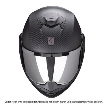 Scorpion Exo Motorradhelm Exo-Tech Evo Carbon schwarz matt, Über-Klapp-Helm Sonnenvisier Pinlock Bluetooth vorbereitet 2. Visier
