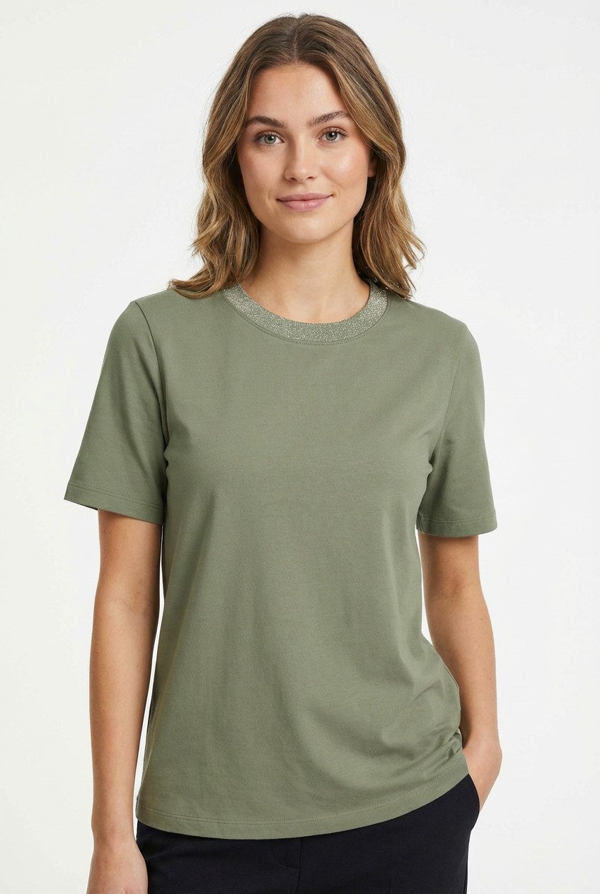 pieces Kurzarmshirt PCRIA SS LUREX NECK TEE JRS NOOS BC mit Glitzerdetail