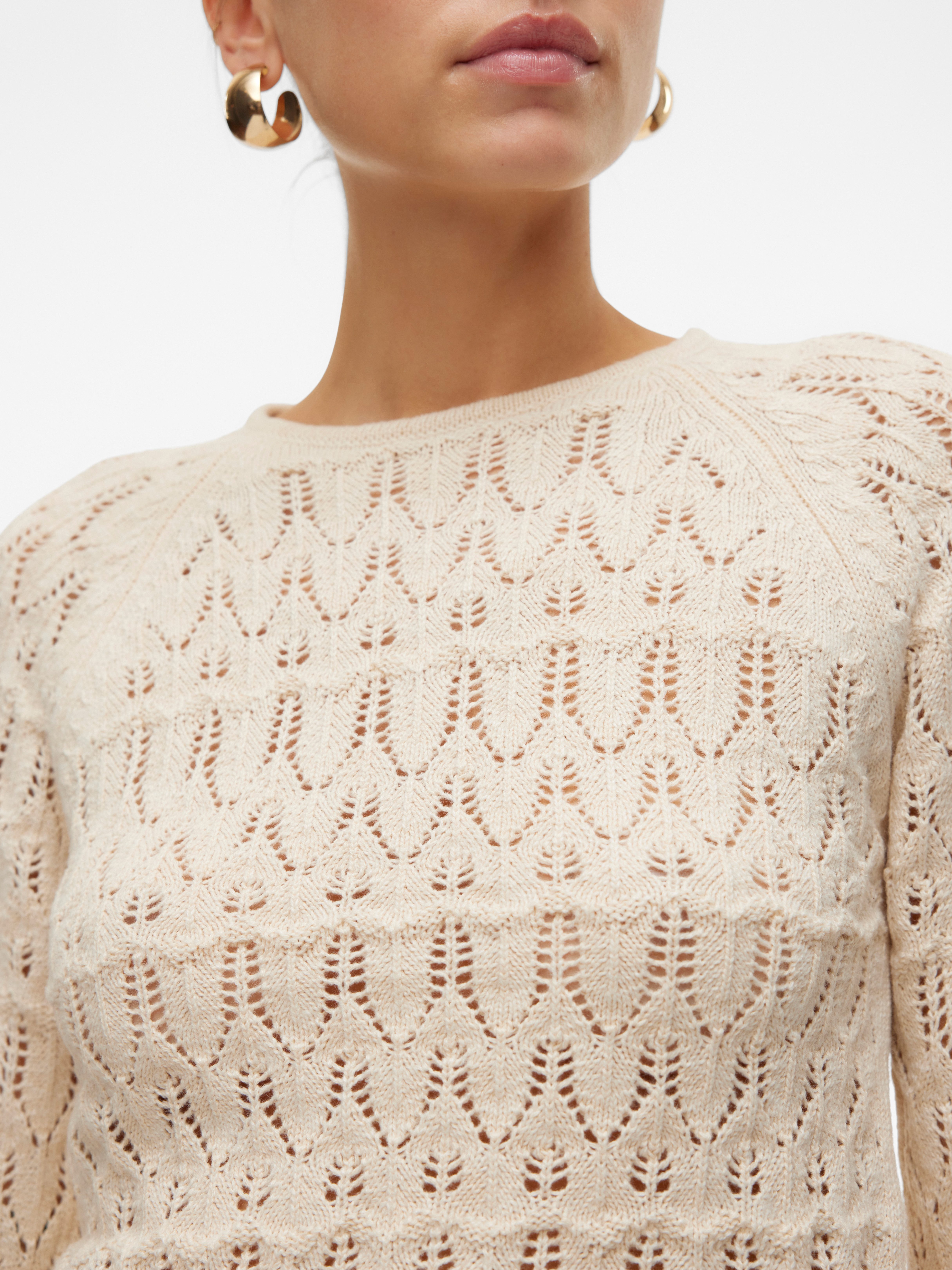 Vero Moda Strickpullover VMNEWFABIENNE LS O-NECK PULLOVER NOOS im hochwertigen Ajourstrickmuster