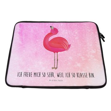 Mr. & Mrs. Panda Laptop-Hülle Flamingo stolz - Aquarell Pink - Geschenk, Tasche, Selbstliebe, Noteb