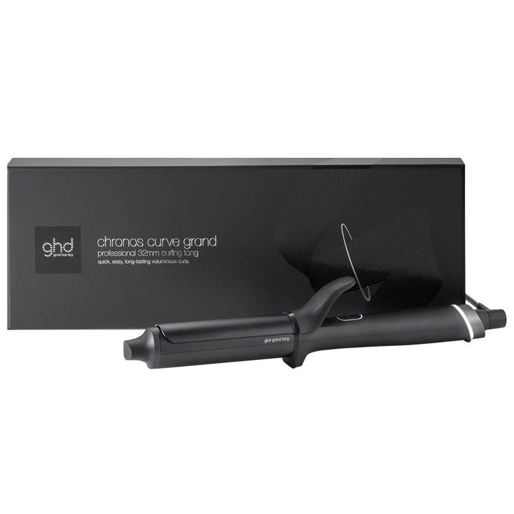 GHD Glätteisen ghd chronos curve grand tong – Lockenstab 32mm mit Klammer Volumen Titanium-Keramik-Beschichtung, Lockenstab