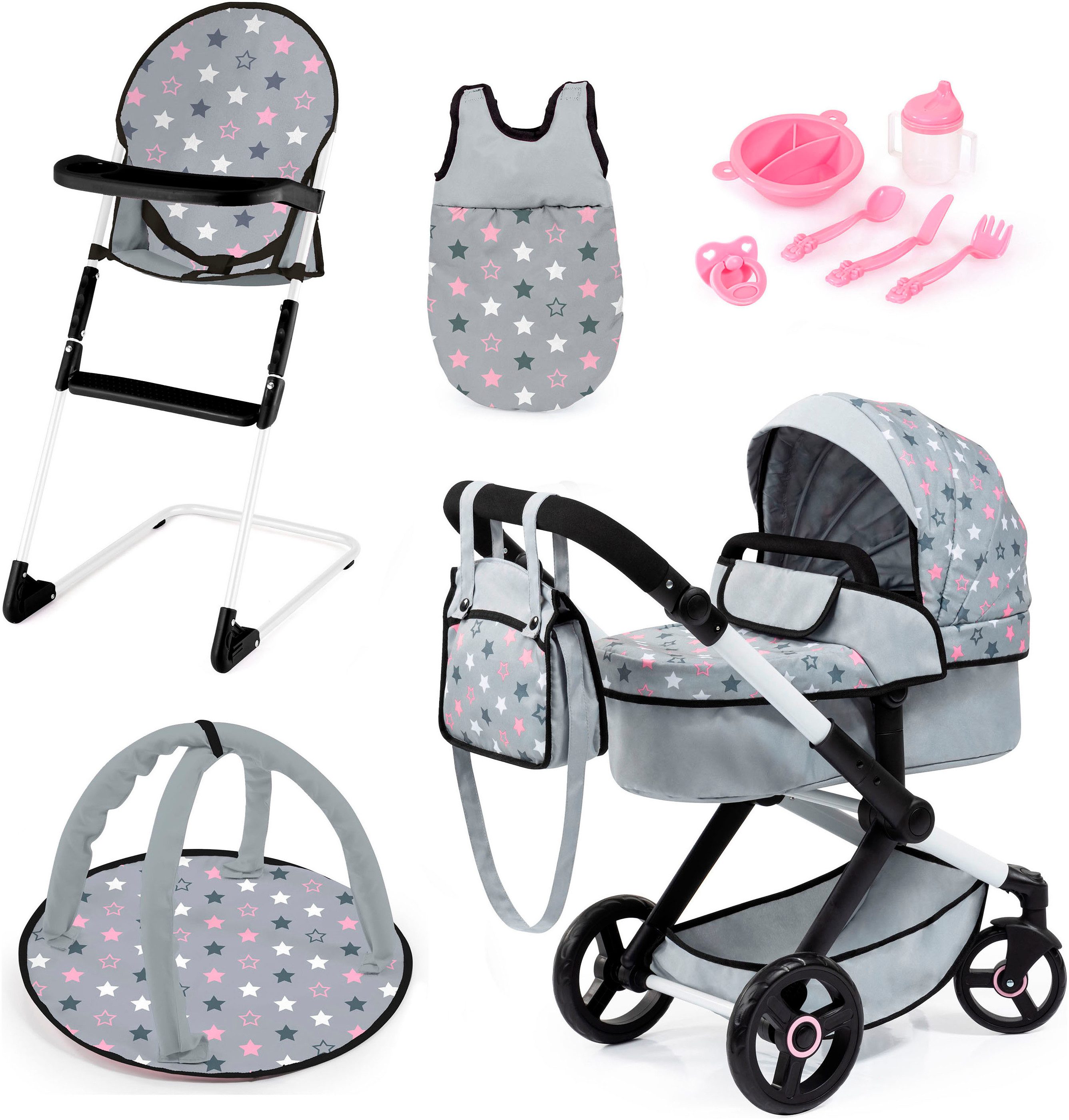 Bayer Kombi-Puppenwagen Xeo Deluxe, grau, (Set) günstig online kaufen