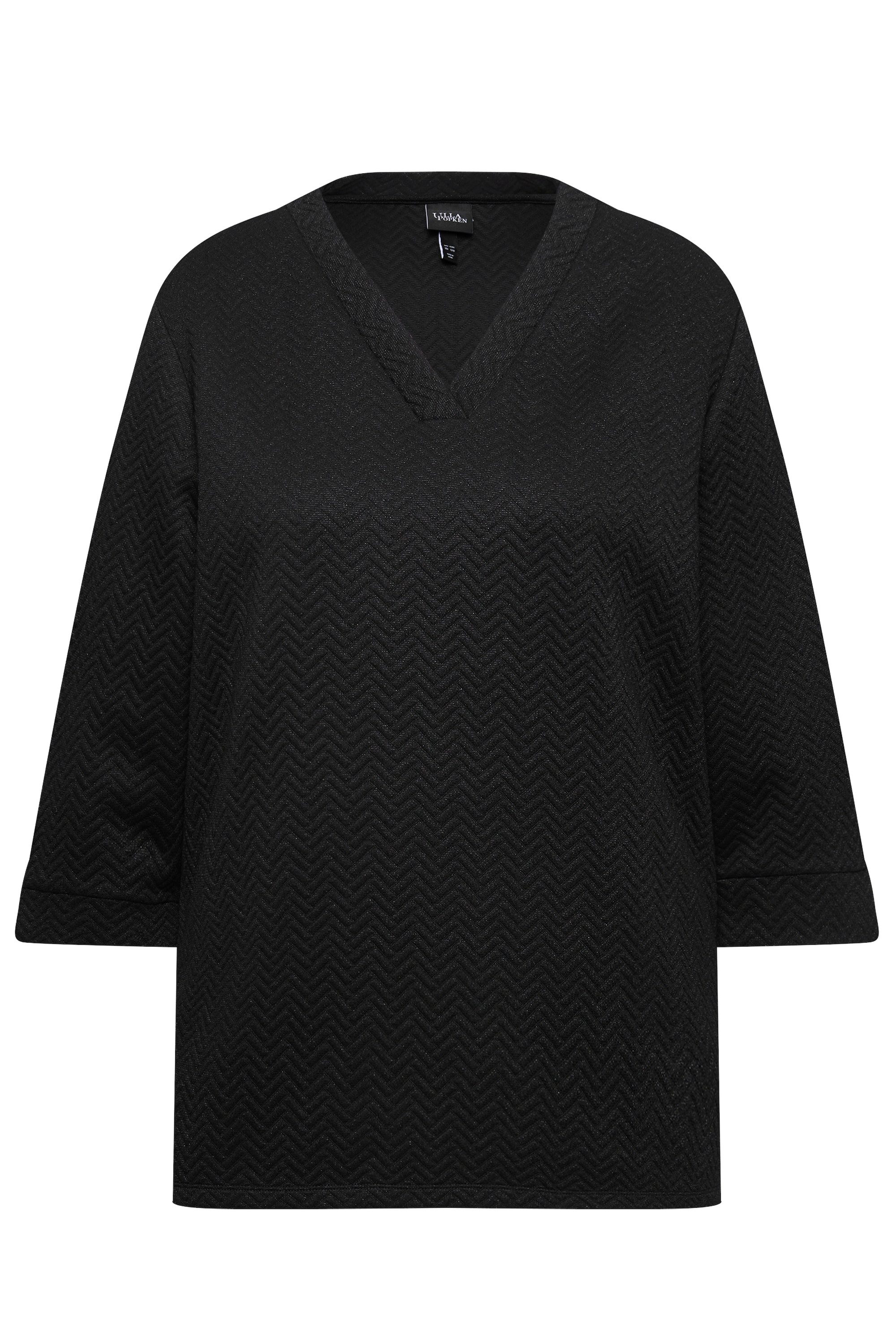 Ulla Popken Sweatshirt Sweatshirt Struktur V-Ausschnitt 3/4-Arm günstig online kaufen