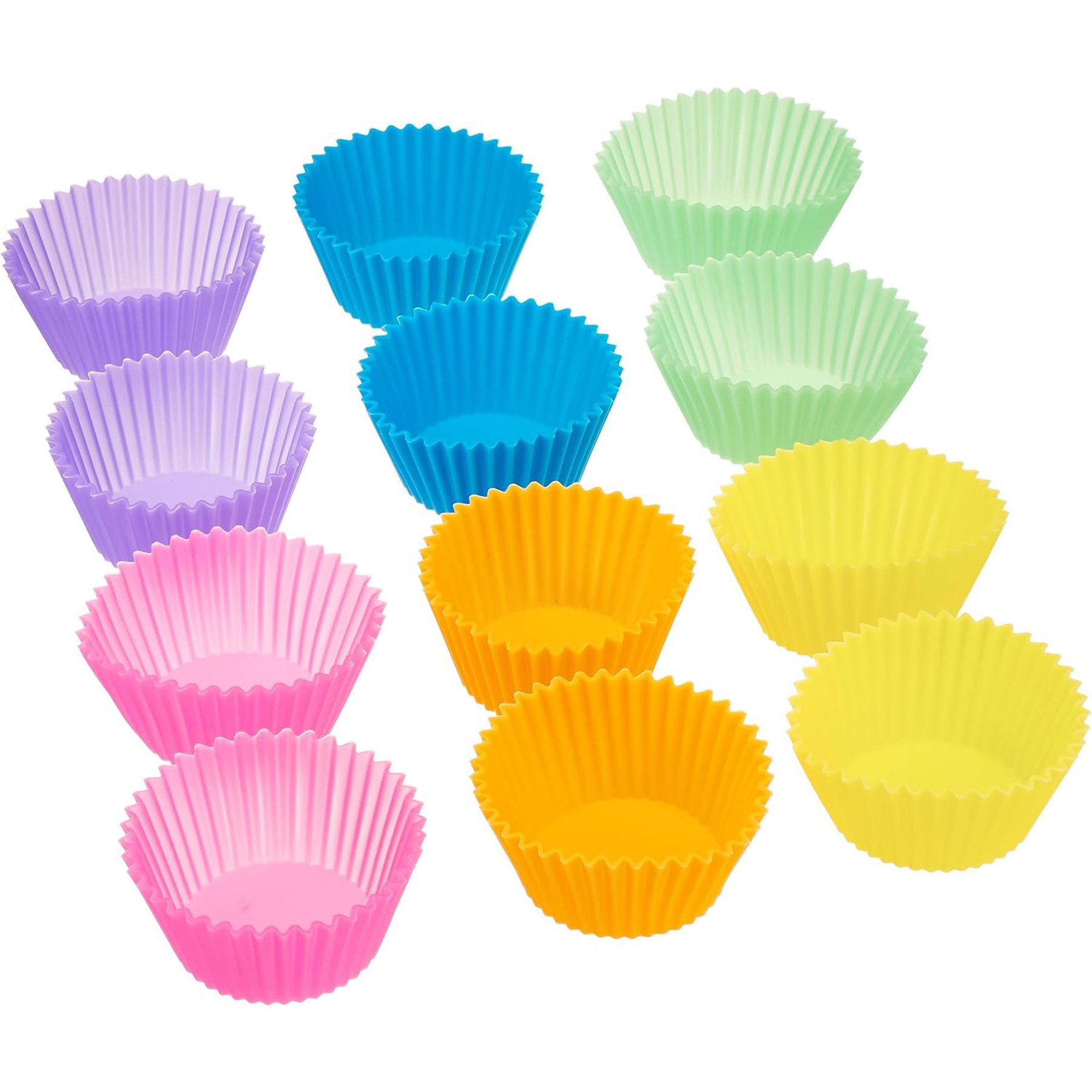 Mutig Silikonform Wiederverwendbare Muffinformen aus hochwertigem Silikon, (Cupcake, Muffinförmchen, Muffin Formen, Backformen, BPA-freiem 12-tlg), antihaftbeschichtete Cupcakeförmchen für Kuchen, Eincreme und Pudding