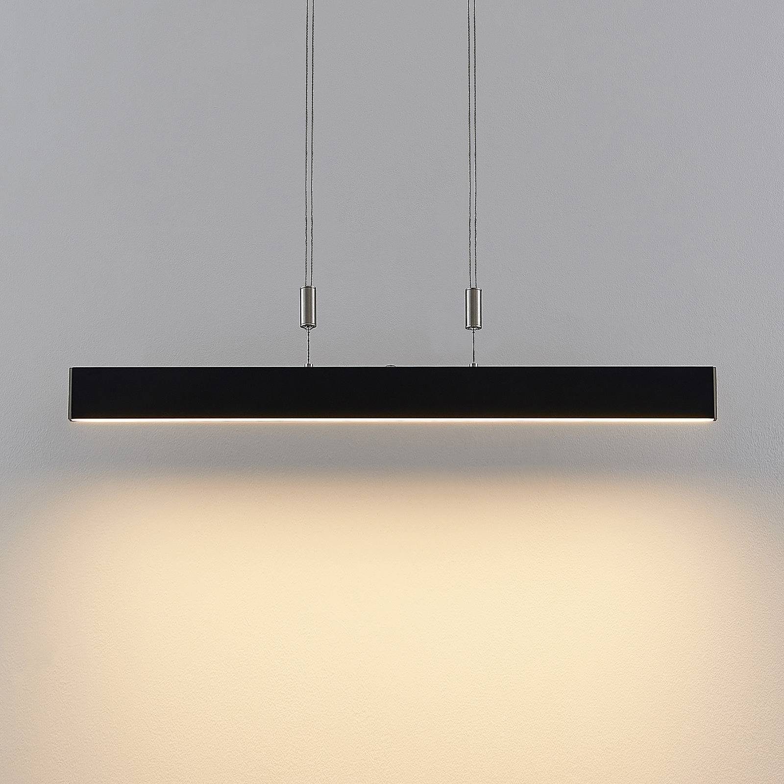 Eisen, fest dimmbar, warmweiß, verbaut, Aluminium, inkl. Oriaki, Schwarz, flammig, 1 LED-Leuchtmittel Kunststoff, LED-Hängeleuchte Lucande Modern,