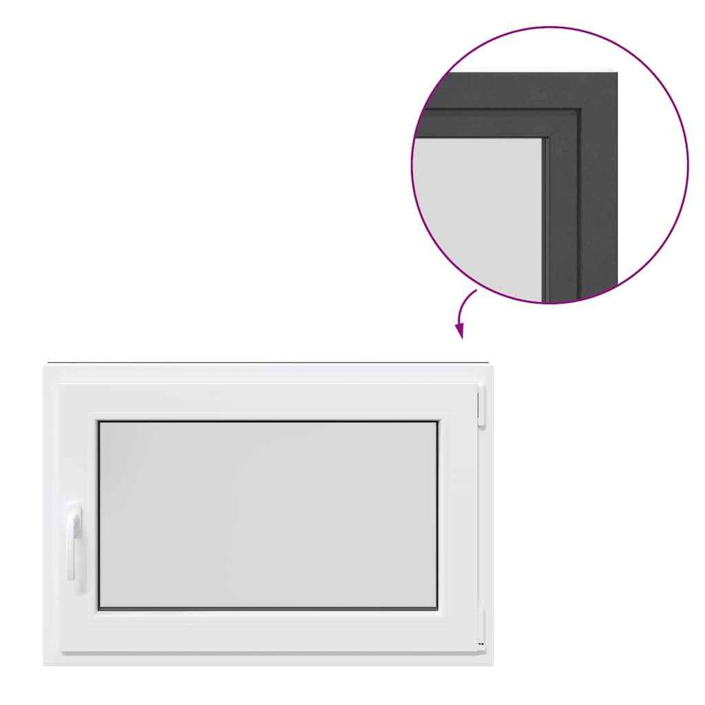 vidaXL Fenster Kellerfenster RISOR Kunststoff Dreh Kipp Anthrazit PVC und Glas