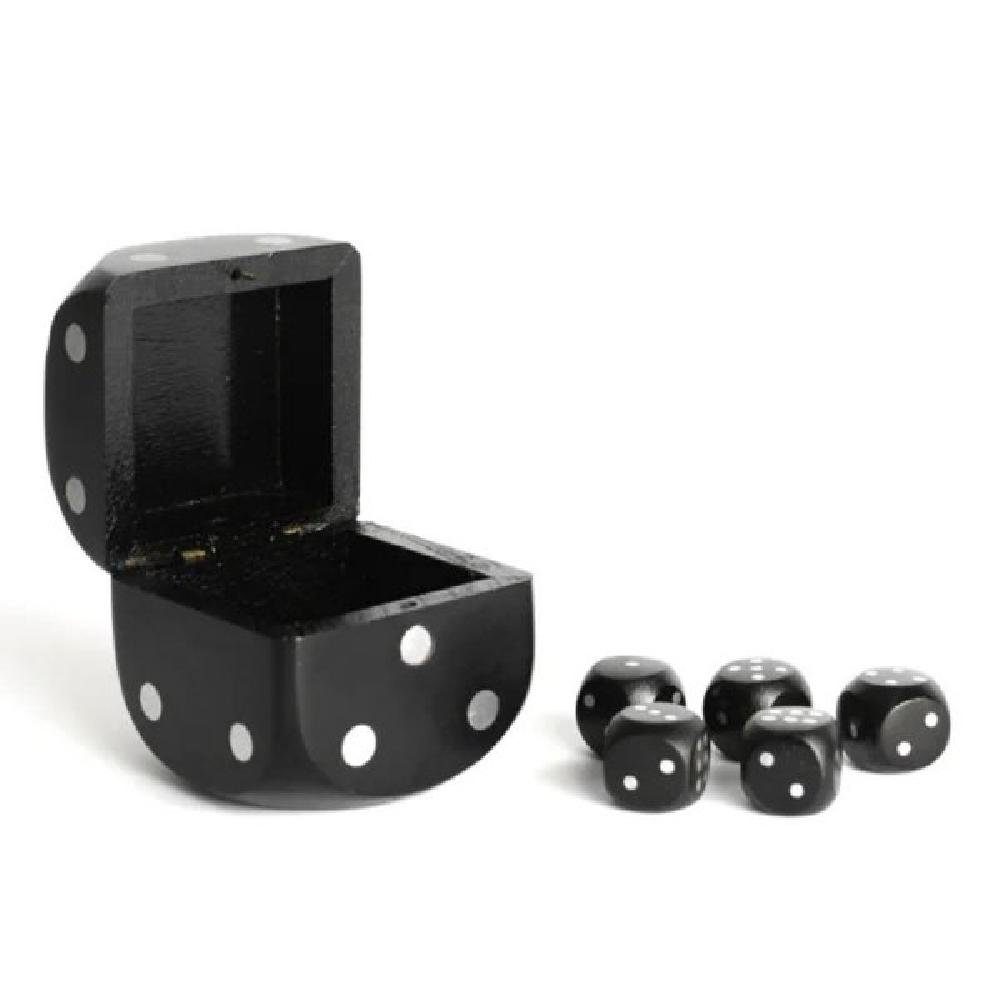 AUTHENTIC MODELS Dekofigur Würfelbox mit fünf Würfeln Black Silver (6-teilig)