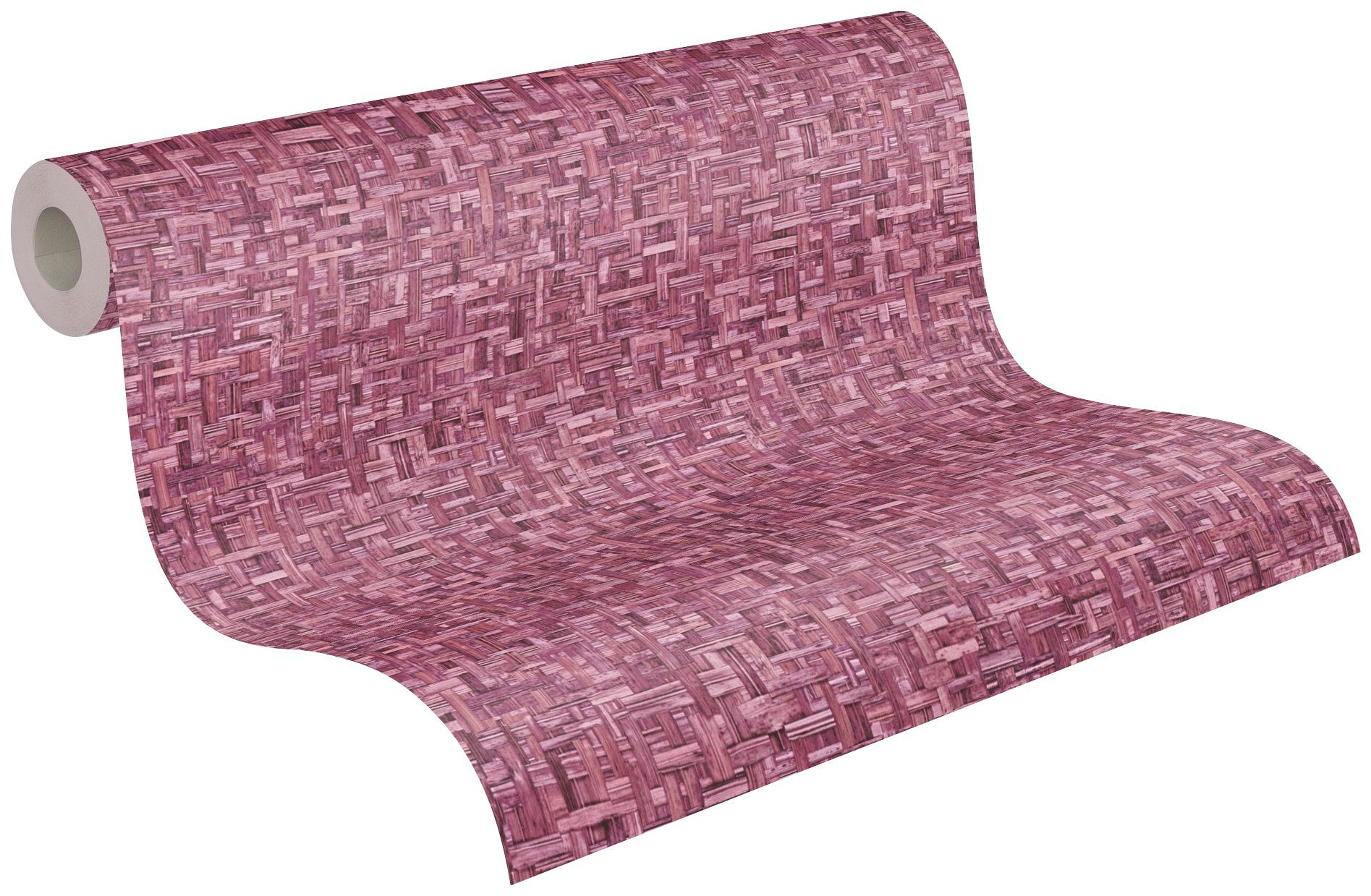 Vliestapete Flechtoptik, A.S. Création Architects rosa/rot glatt, Paper Tapete Jungle Holzoptik Chic,