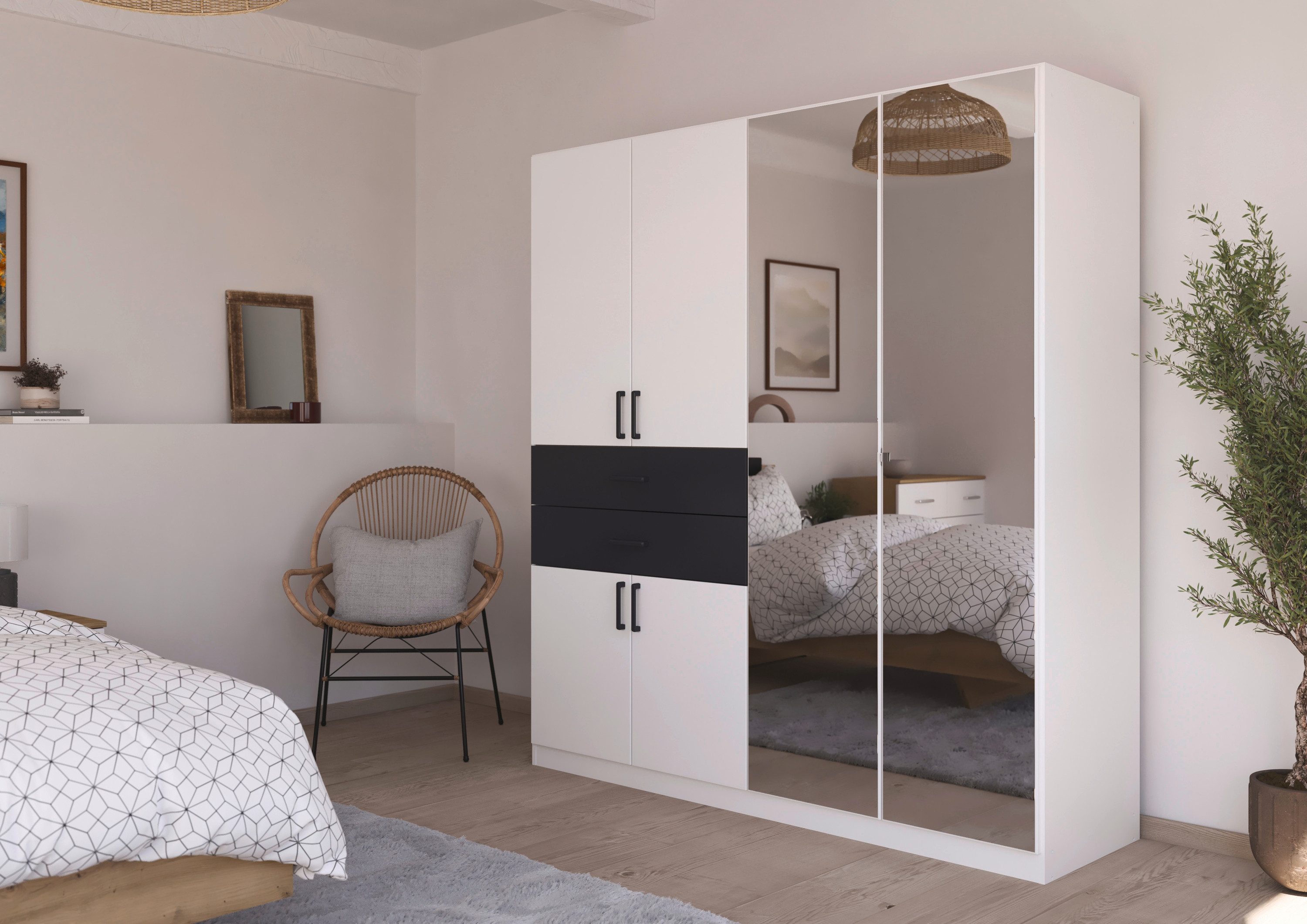 rauch Drehtürenschrank "Maika" mit Spiegel, 2 Schubladen, in verschiedenen günstig online kaufen