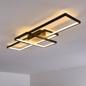 hofstein Deckenleuchte »Vajont« dimmbare Deckenlampe aus Metall/Holz in Schwarz/Braun, 3000 Kelvin, 3300 Lumen, moderne Leuchte, dimmbar über herkömmlichen Lichtschalter