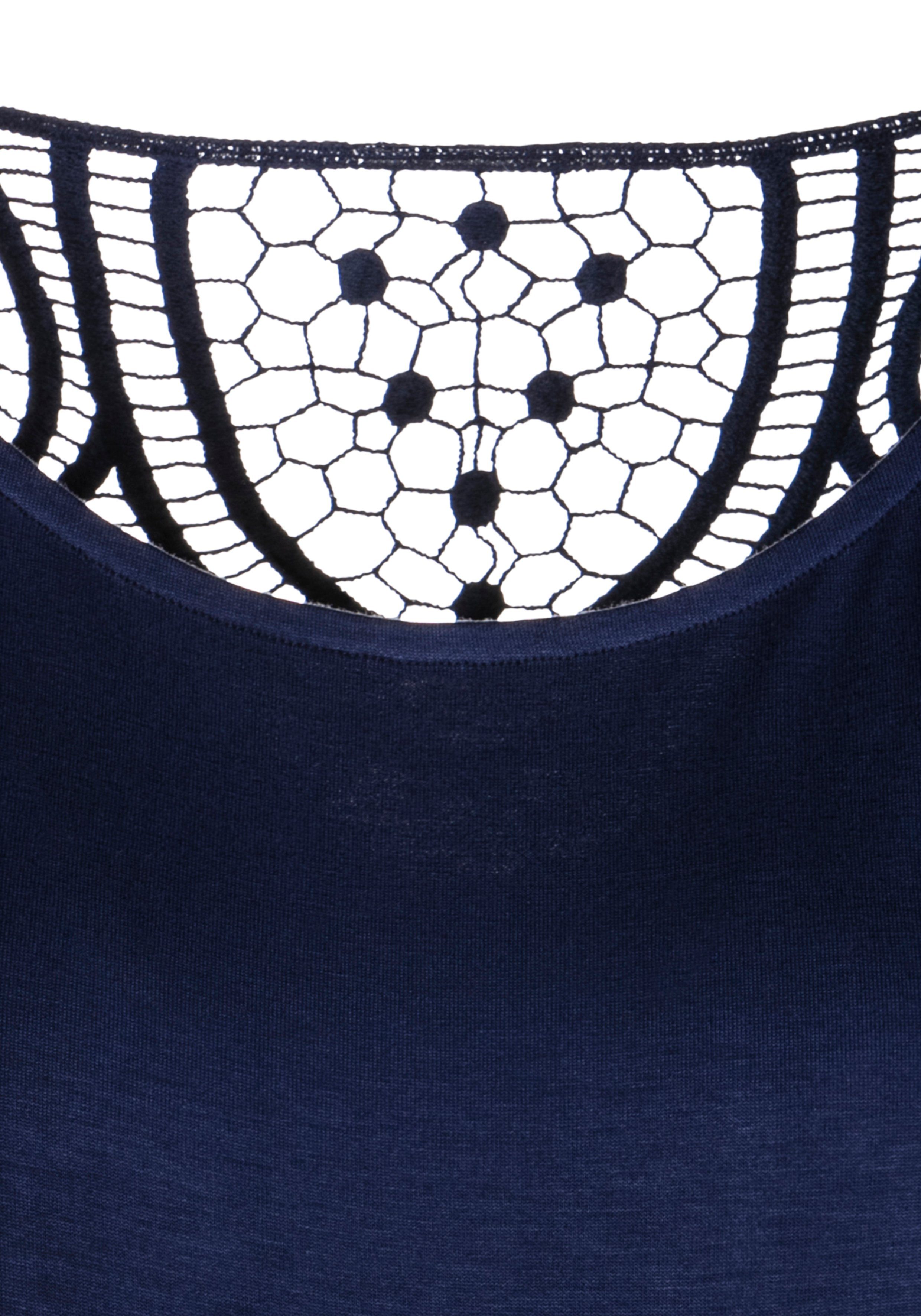 Vivance by Lascana Kurzarmshirt mit Spitzeneinsatz im Rücken aus elastischem Viskose Jersey, sommerlich leicht