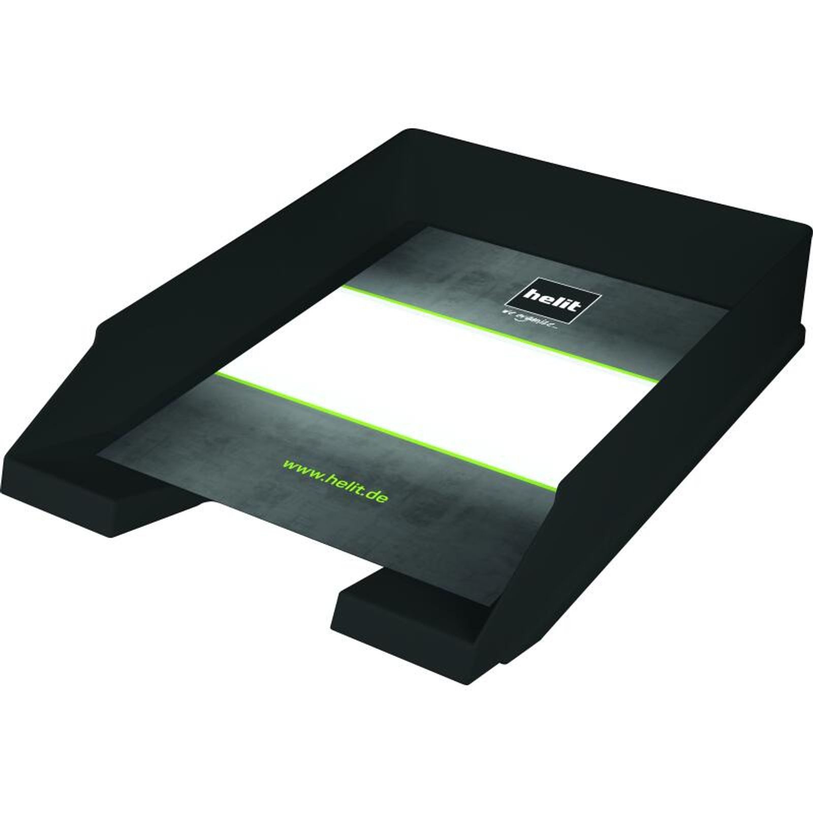 HELIT Karteibox 5x Helit Briefablage A4 bis C4 Schwarz Greifkerbe Dokumente Büro Tisch