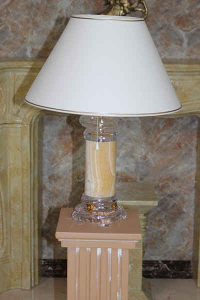 JVmoebel Tischleuchte Tischleuchte Lampe Nachttisch Tisch Lampe Konsolen Leuchten Sofort, Transparent-Amber