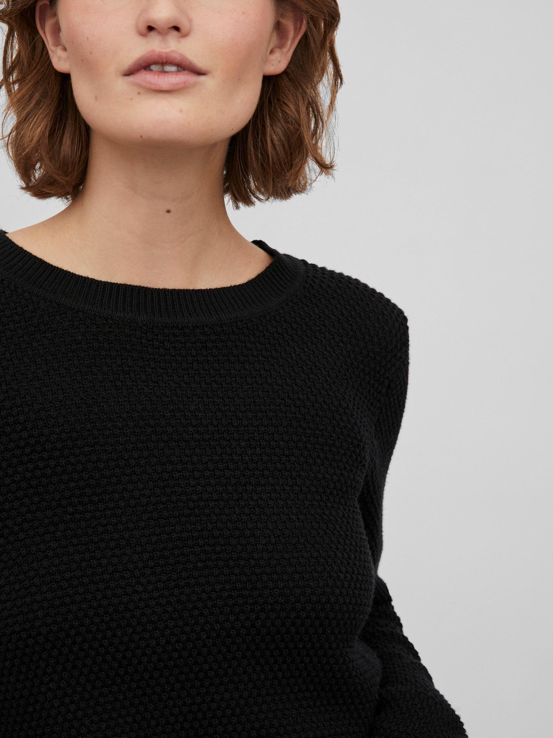 Vila Rundhalspullover VIDALO O-NECK L/S KNIT TOP- NOOS Baumwolle, regular fit