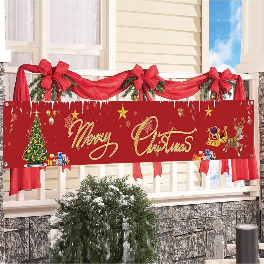 2 Girlande Lubgitsr Aussen Banner Weihnachts Garten Style Banner Dekoration Weihnachtsbanner