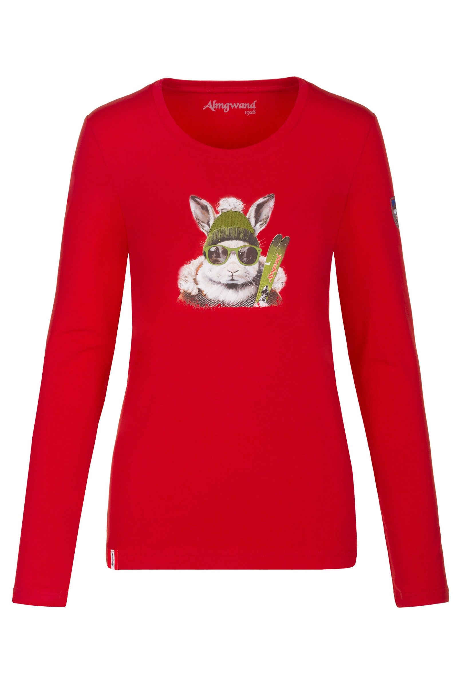 Almgwand Rundhalspullover Longsleeve Damen - TASCHACHALM - rot
