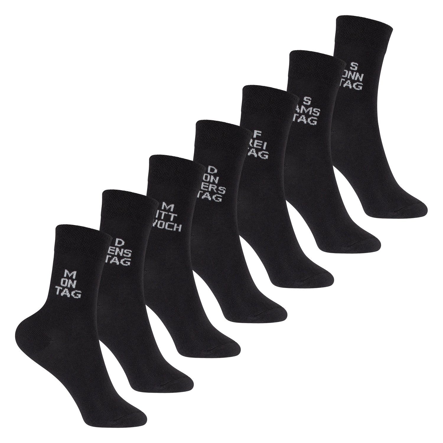 Footstar Freizeitsocken Kinder Wochentage Socken (7 Paar) für Jungen & Mädchen Black | Socken
