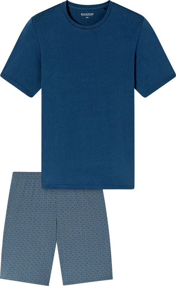 Schiesser Pyjama Herren-Shorty Single-Jersey gemustert