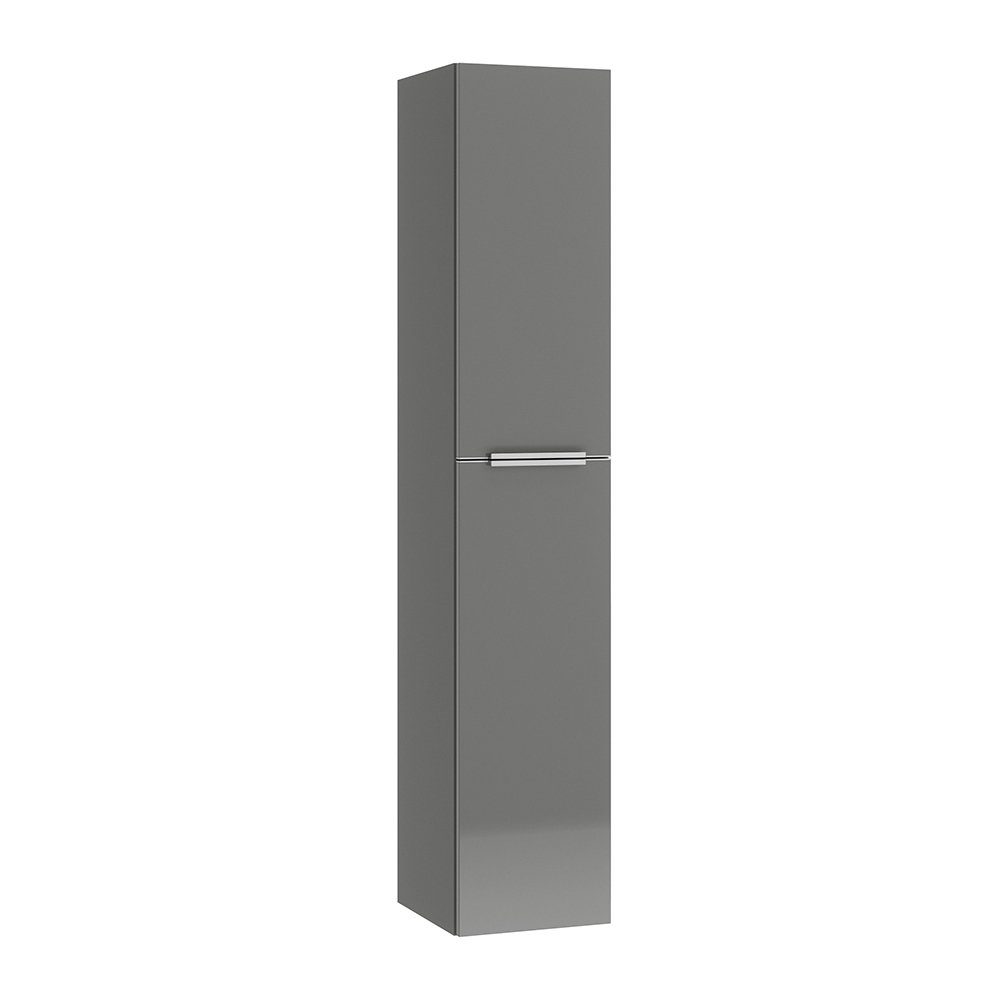 Lomadox Hochschrank grau Griffen 30,3/160/37,4 mit cm PALERMO-136-GREY edelstahlfarbenen