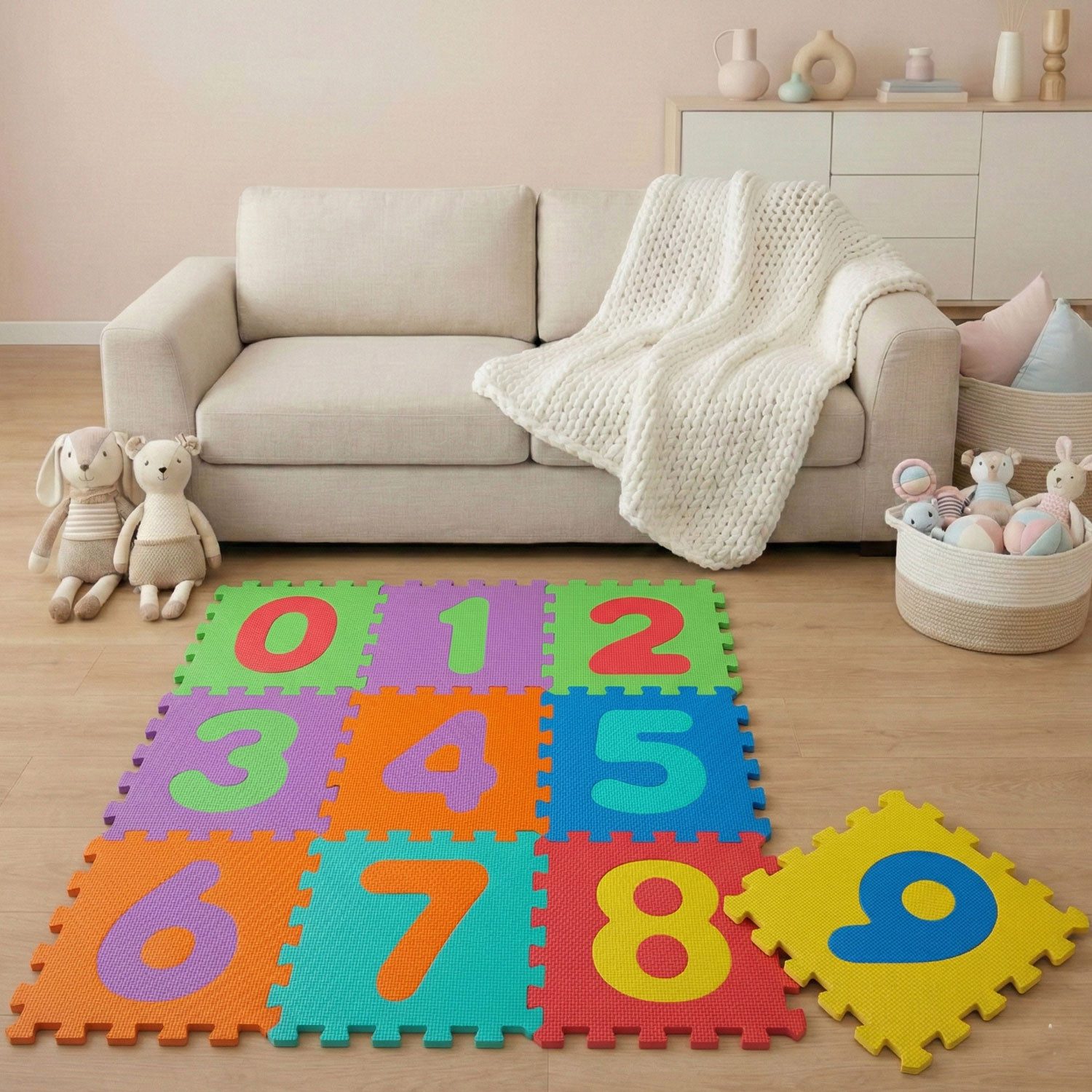 LittleTom Puzzlematte ab dem 1, Tag - 10 Teile Baby Spielmatte - 30 x 30 Kinder Krabbelmatte, (10-tlg), Spielunterlage für Babys und Kleinkinder - Kinderzimmer Puzzleteppich