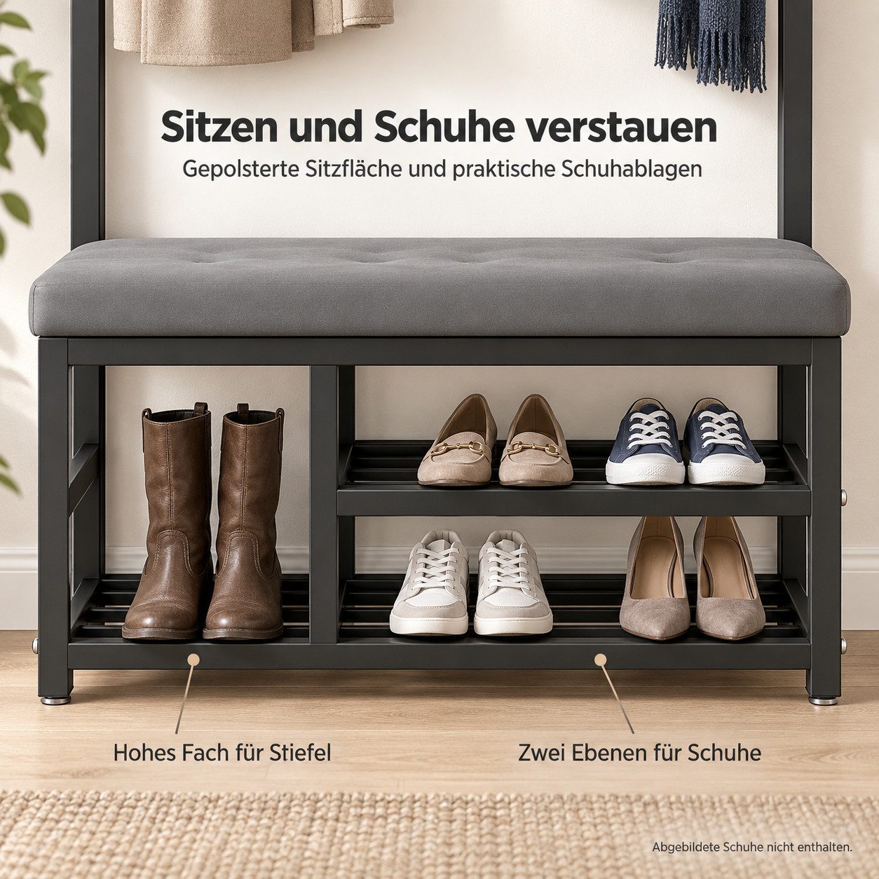 Vornix Garderobenständer Kleiderständer Garderobe,flurgarderobe, garderobe flur, (Staubschutz Garderobe, Kleiderschrank, faltbarer Kleiderschrank, Kleiderstände – Bild 4 von 5