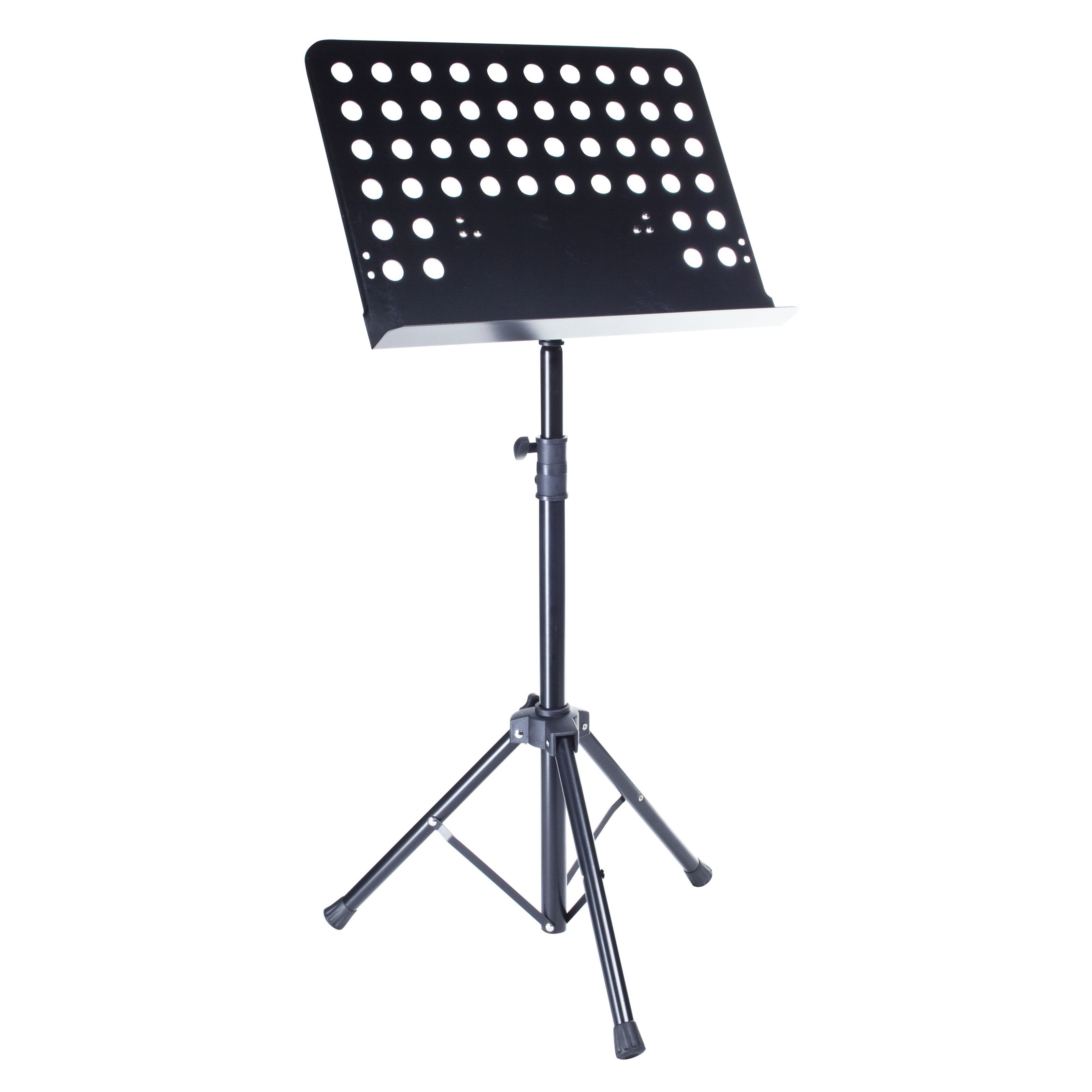 MUSIC STORE Notenpult, (Orchesterpult NP-2 Schwarzer dreibeiniger Пюпитр Stabile Stahlkonstruktion Höhenverstellbar 65-1250 mm Zusammenklappbares Lochblechauflage Leichtgewichtig 38 kg, Stative & Halter, Пюпитр), Orchesterpult, Пюпитр, Stahlkonstruktion