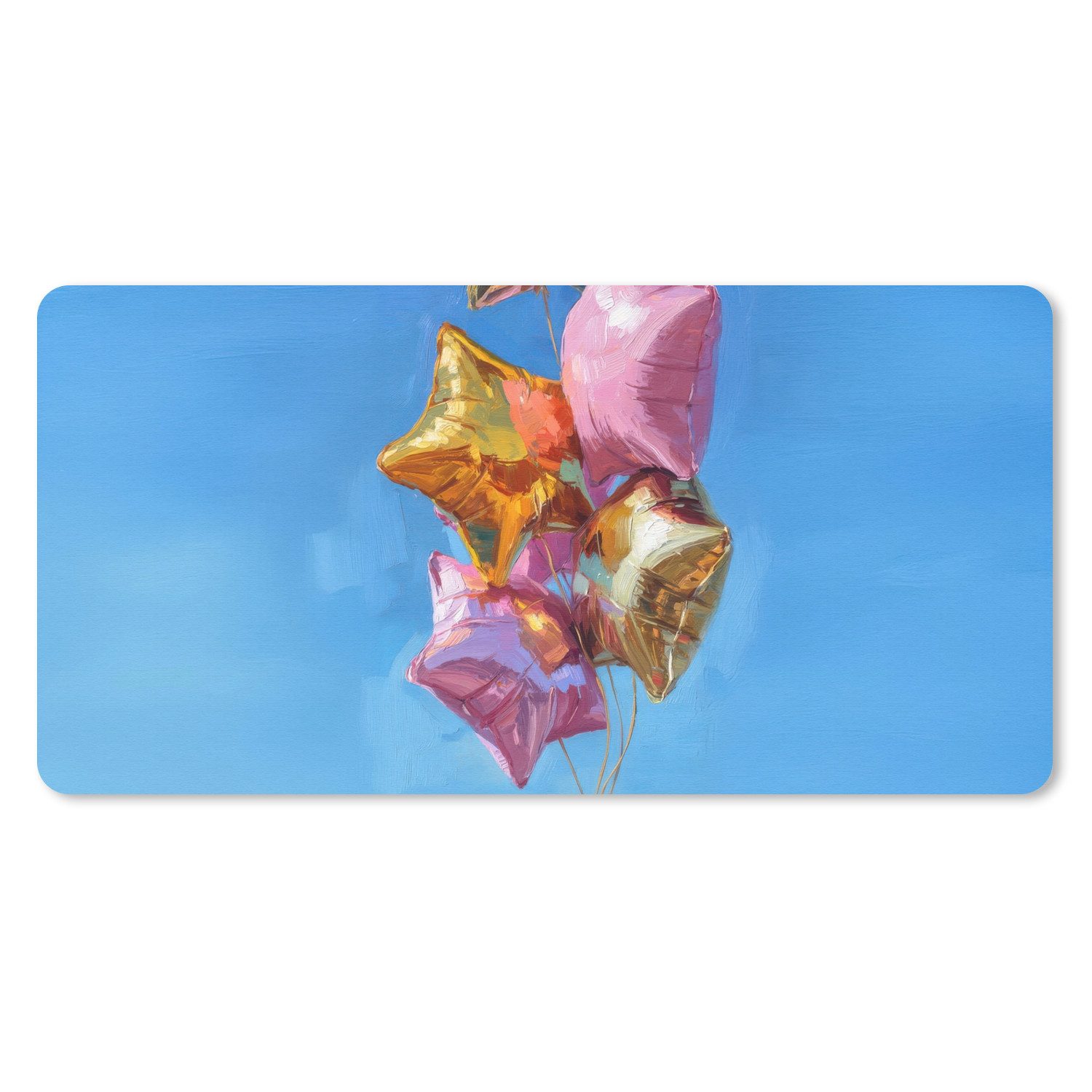 MuchoWow Mauspad Ballons - Gold - Sternförmig - Rosa (1-St), Mousepad mit Rutschfester Unterseite, Mausunterlage, Gaming, 60x30 cm