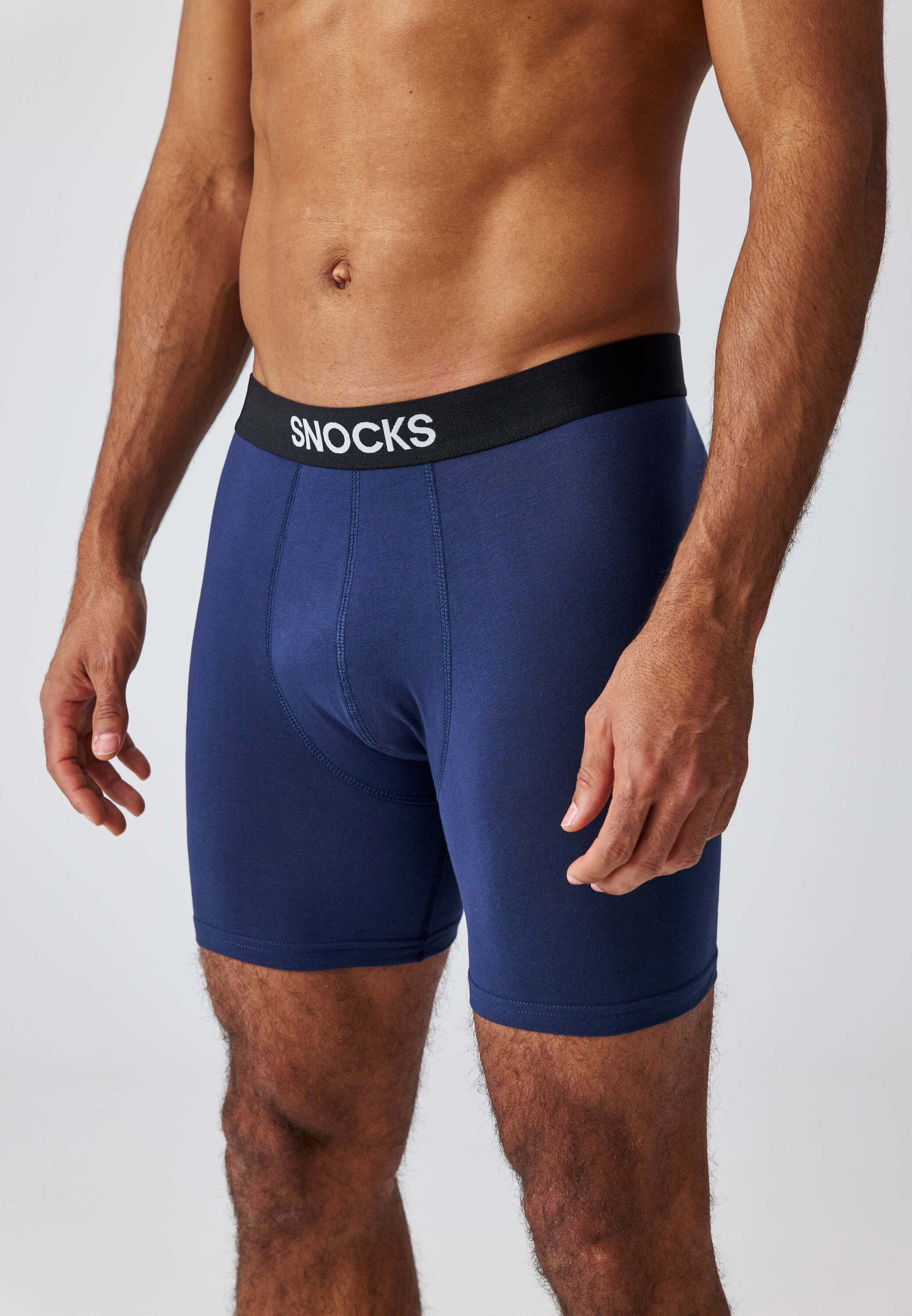 SNOCKS Boxershorts Enge Unterhosen mit längerem Bein Herren Männer (6-St) aus Bio-Baumwolle, ohne kratzenden Zettel, bequem durch längeres Bein