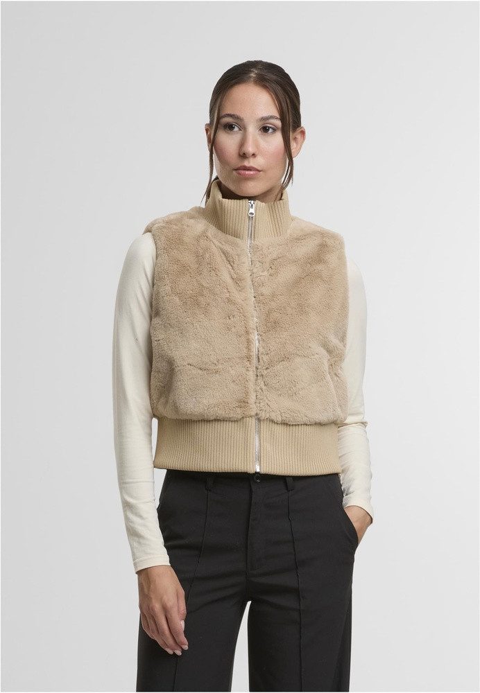 URBAN CLASSICS Sweatweste Ladies Cropped Faux Fur Vest