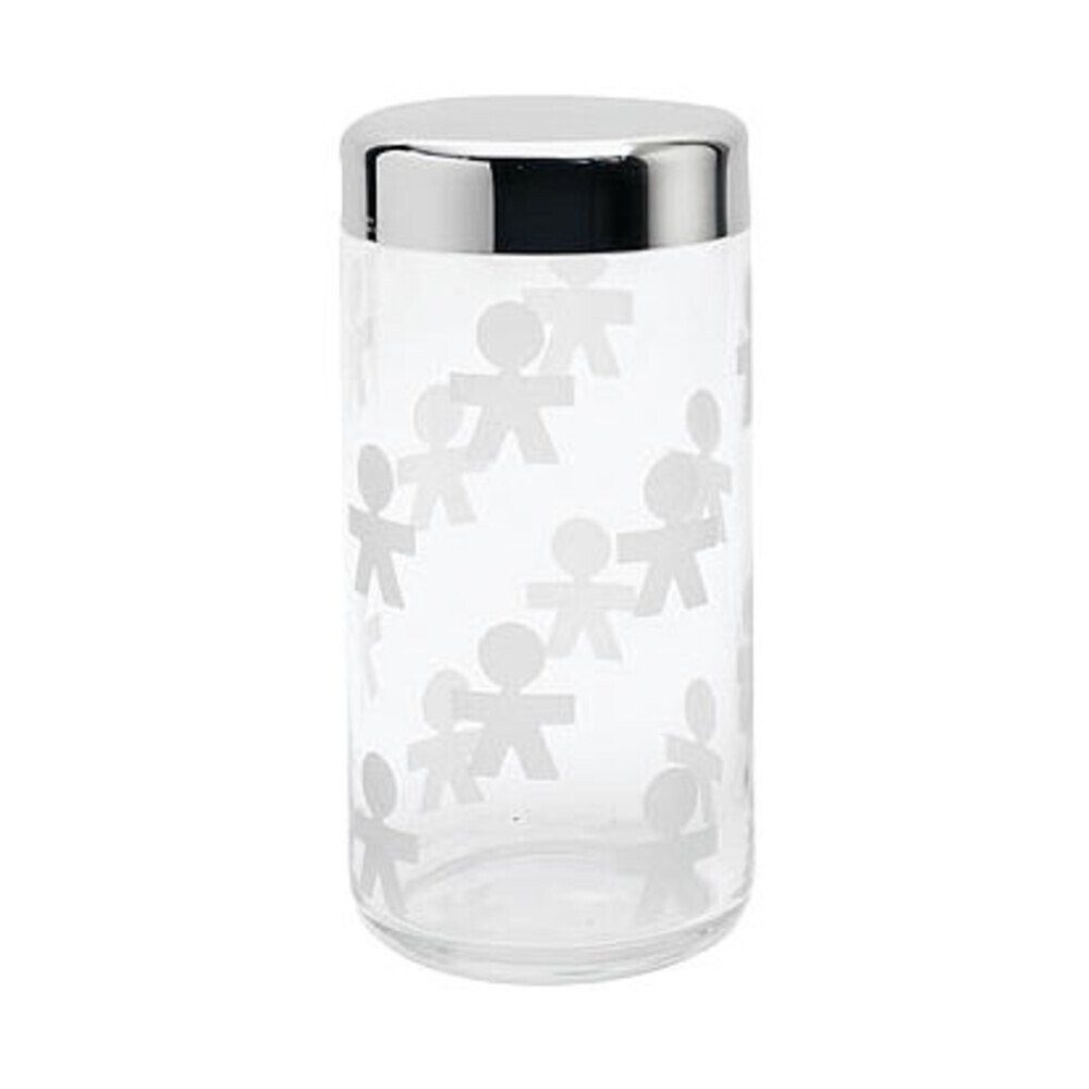 Alessi Geschirr-Set Dose 1,5 ltr. Girotondo, Edelstahl 18-10, Glas