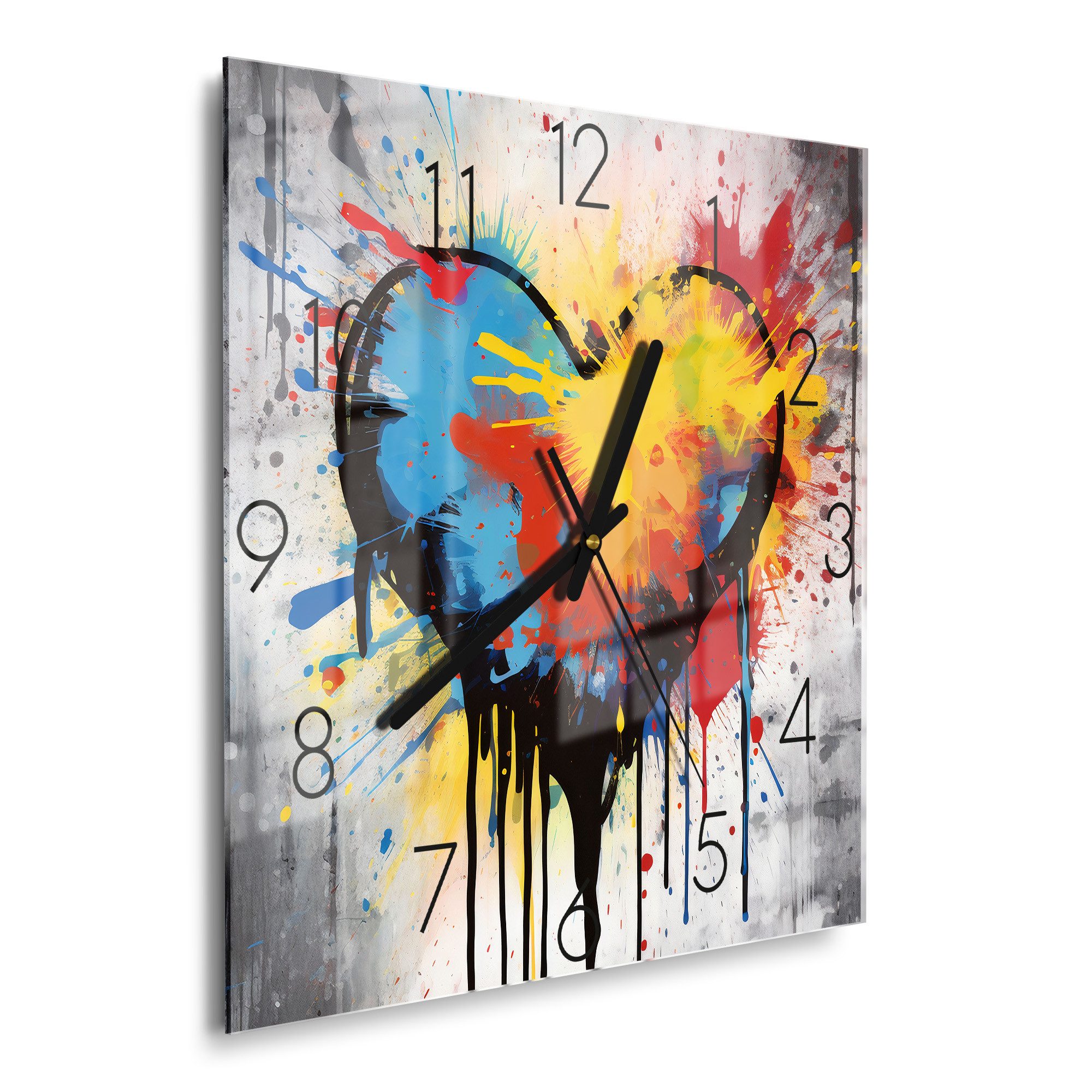 DEQOART Wanduhr 'Leuchtende Liebesfreude' (Glas Glasuhr modern Wand Uhr Des günstig online kaufen