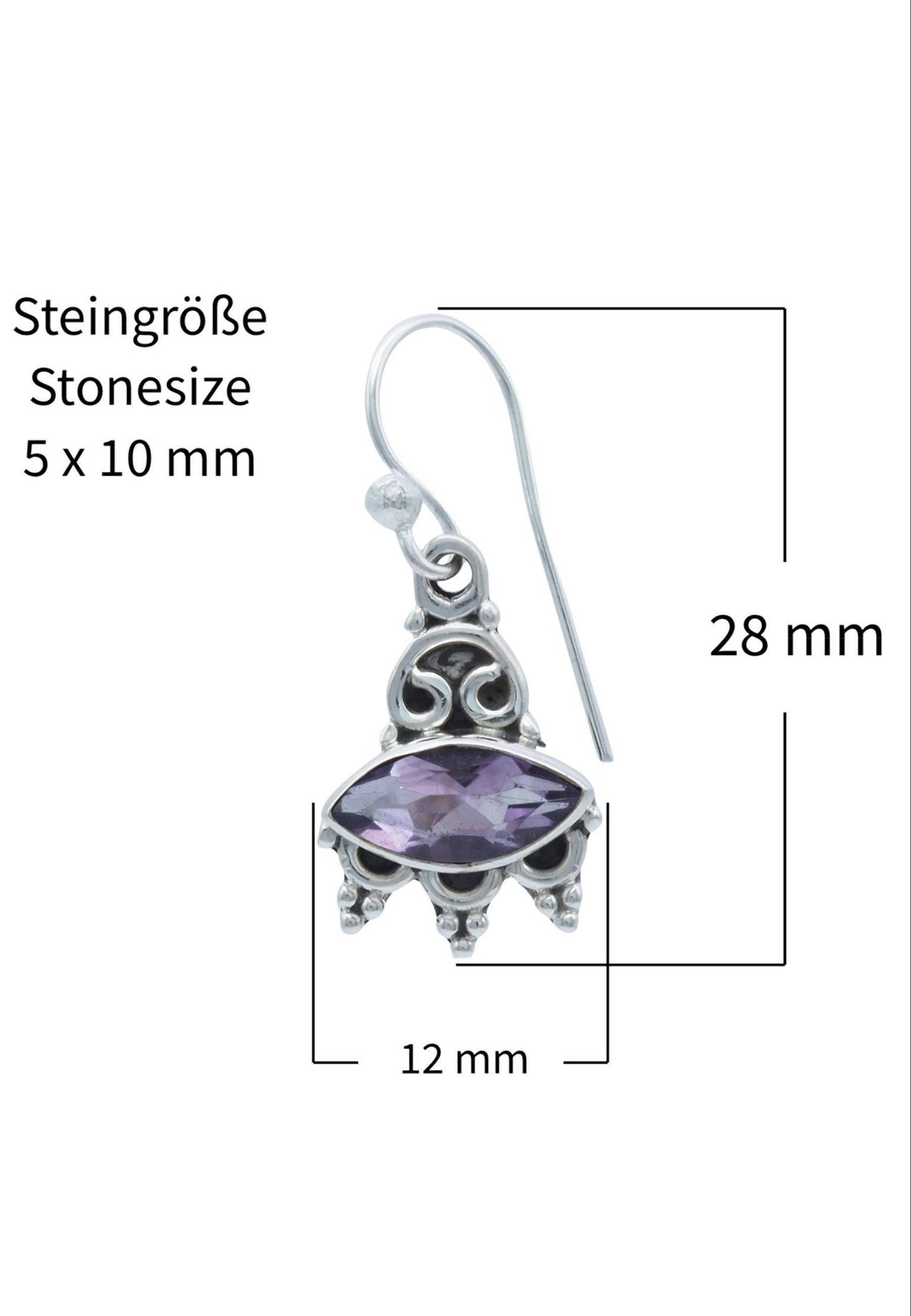 mantraroma Paar Ohrhänger Amethyst 925er Silber mit Amethyst facettiert