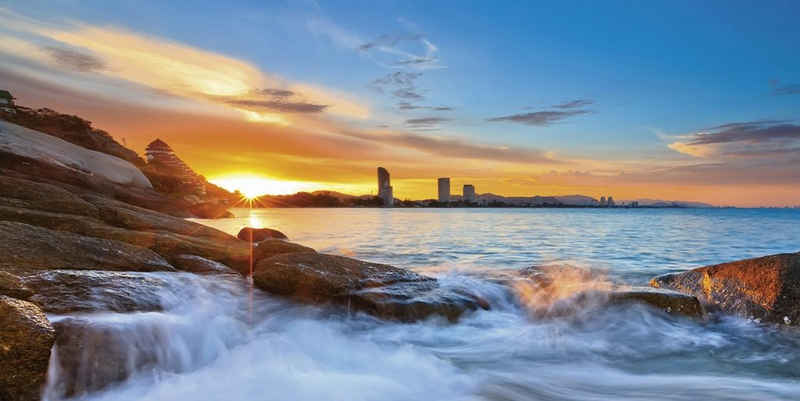 Home affaire Glasbild »Palo ok: Sonnenuntergangszeit am Hua-Hin Strand in Thailand«, 100/50 cm