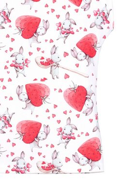coolismo T-Shirt Print-Shirt für Mädchen mit Erdbeeren-Häschen-Motiv Rundhalsausschnitt, Alloverprint, Baumwolle