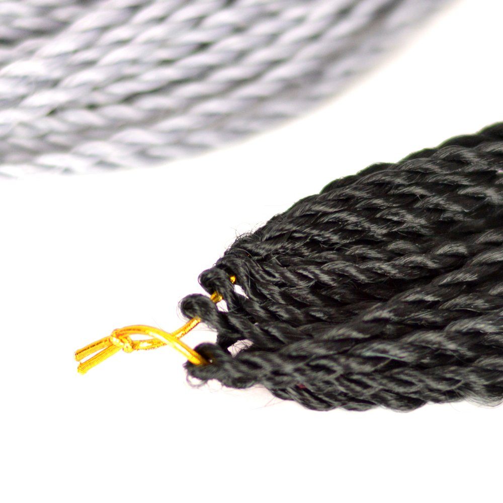 3er Twist Senegalese BRAIDS! Kunsthaar-Extension Crochet Zöpfe Braids 18-SY Pack YOUR Ombre Schwarz-Silbergrau MyBraids