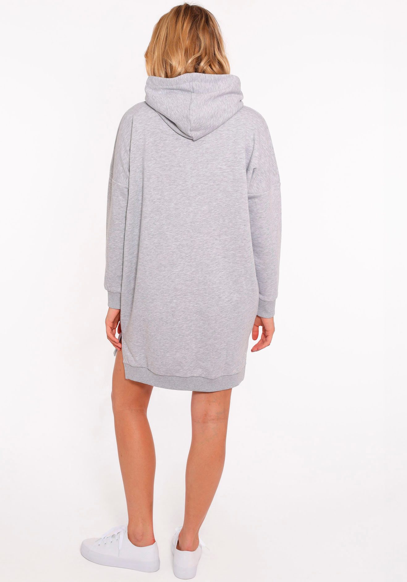 Zwillingsherz Sweatkleid "Love Amour Liebe" mit praktischen Fronttaschen und bedruckter Kordel