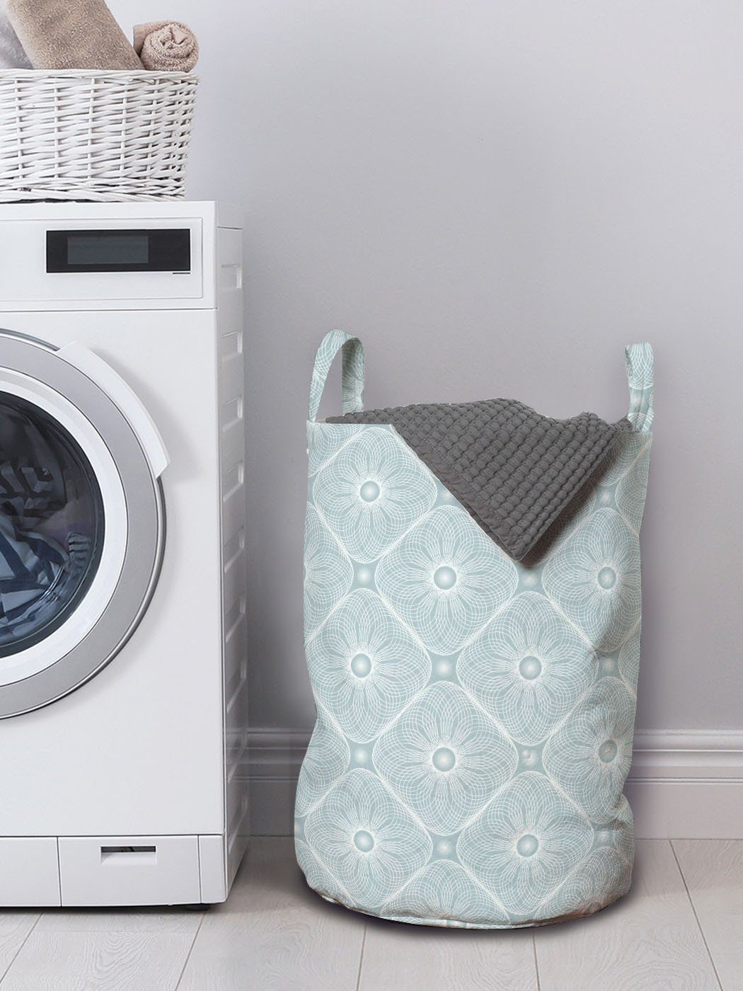 Abakuhaus Wäschesäckchen Wäschekorb mit Griffen Spiral Pastell Waschsalons, Kordelzugverschluss Moiré-Effekt Motiv für