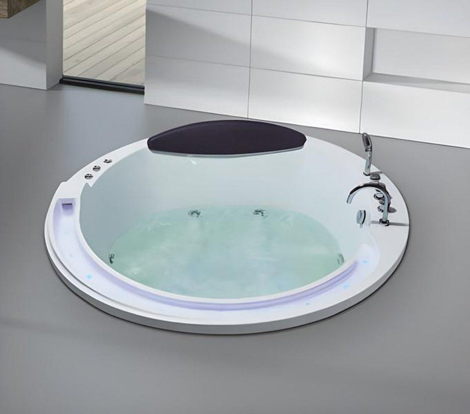 Xlmoebel Whirlpool-Badewanne XLMOEBEL Hydromassagewanne aus Acryl in Weiß mit Blubberfunktion, Made in Europa