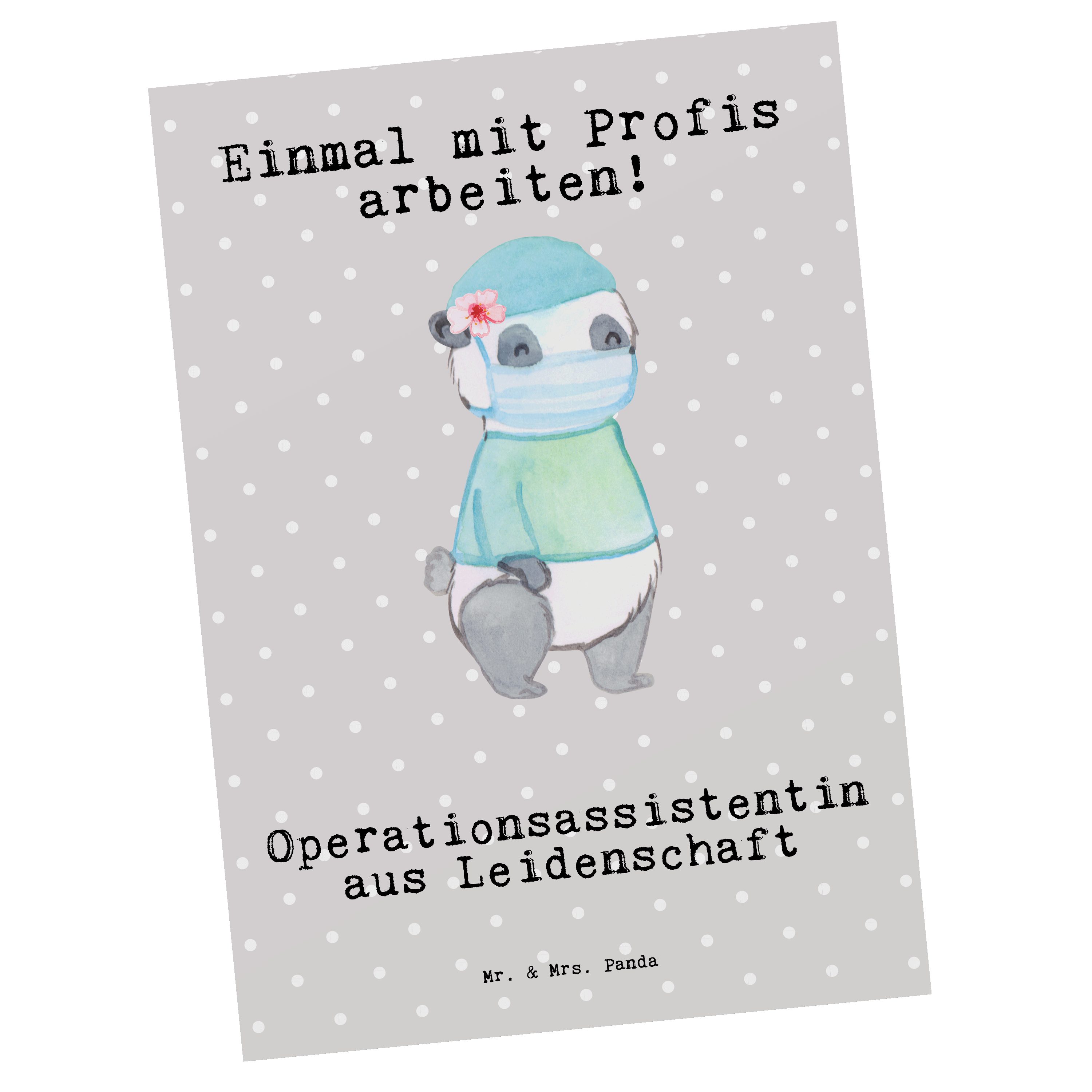 - Mr. Pastell Geschenk, Panda Fir Mrs. & Operationsassistentin aus Grau - Leidenschaft Postkarte