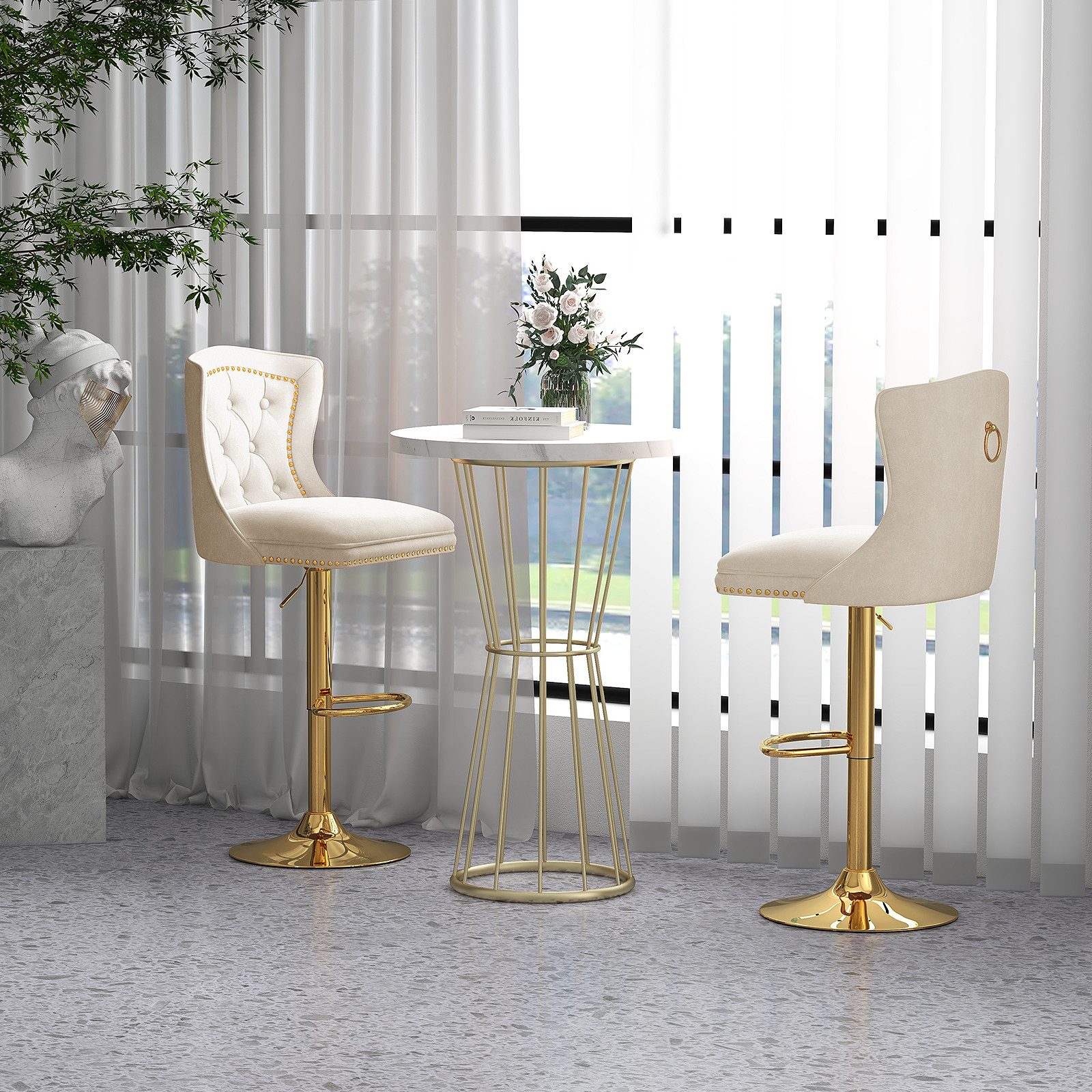 KOMFOTTEU Barhocker (2er Set), Barstuhl höhenverstellbar & 360° drehbar günstig online kaufen